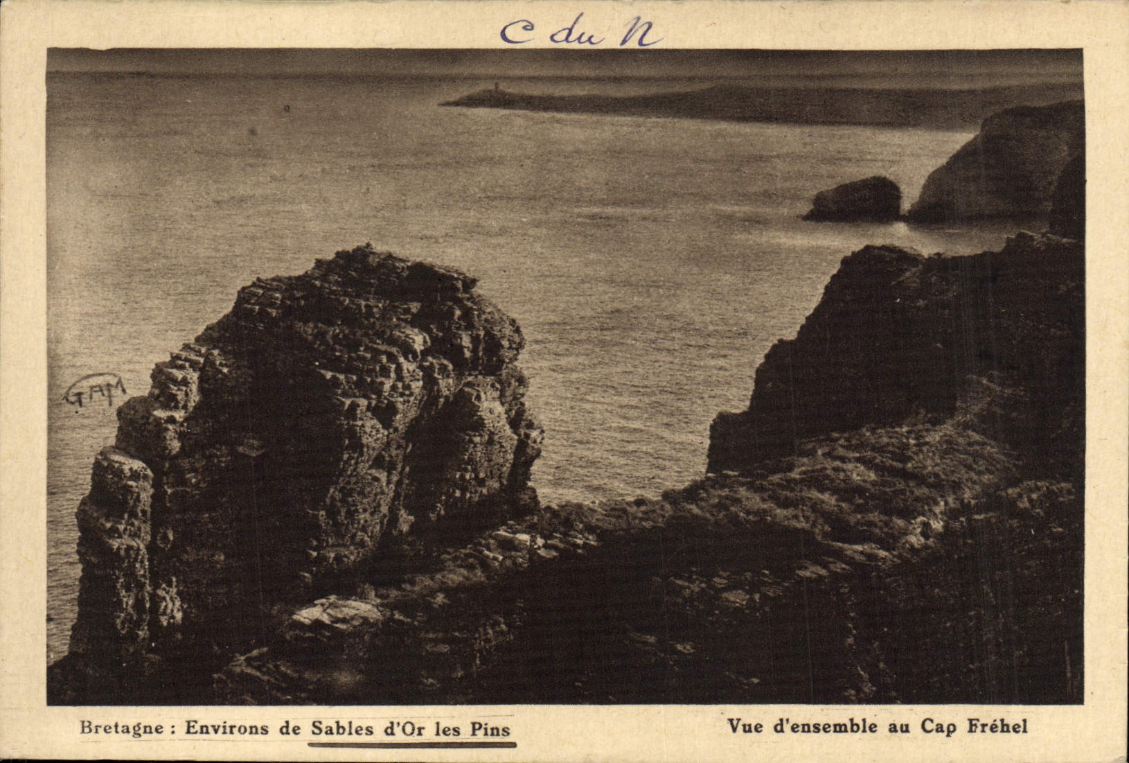 VINTAGE POSTCARD Gold Sand Surroundings Pines Overall picture of the Cape Frehel