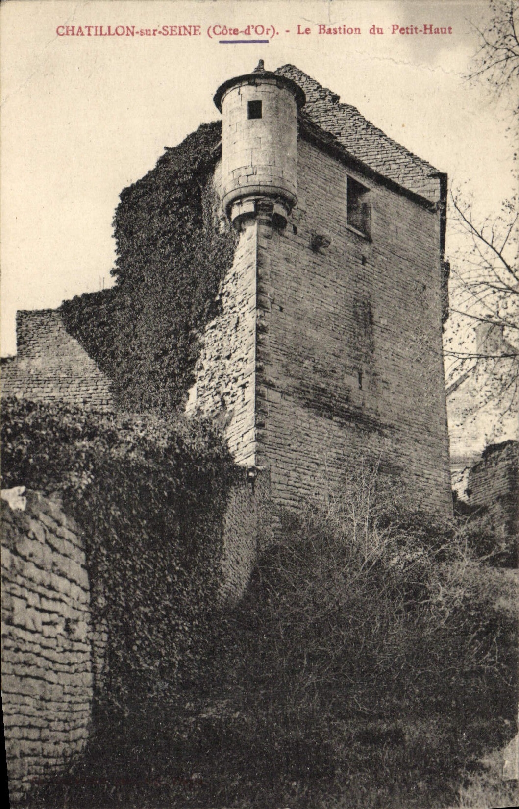 VINTAGE POSTCARD Chatillon on the Seine the bastion of Small High
