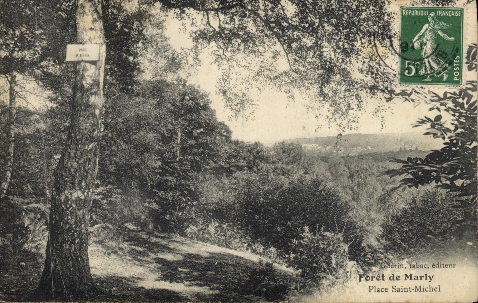 VINTAGE POSTCARD Foret of Marly Places Saint Michel