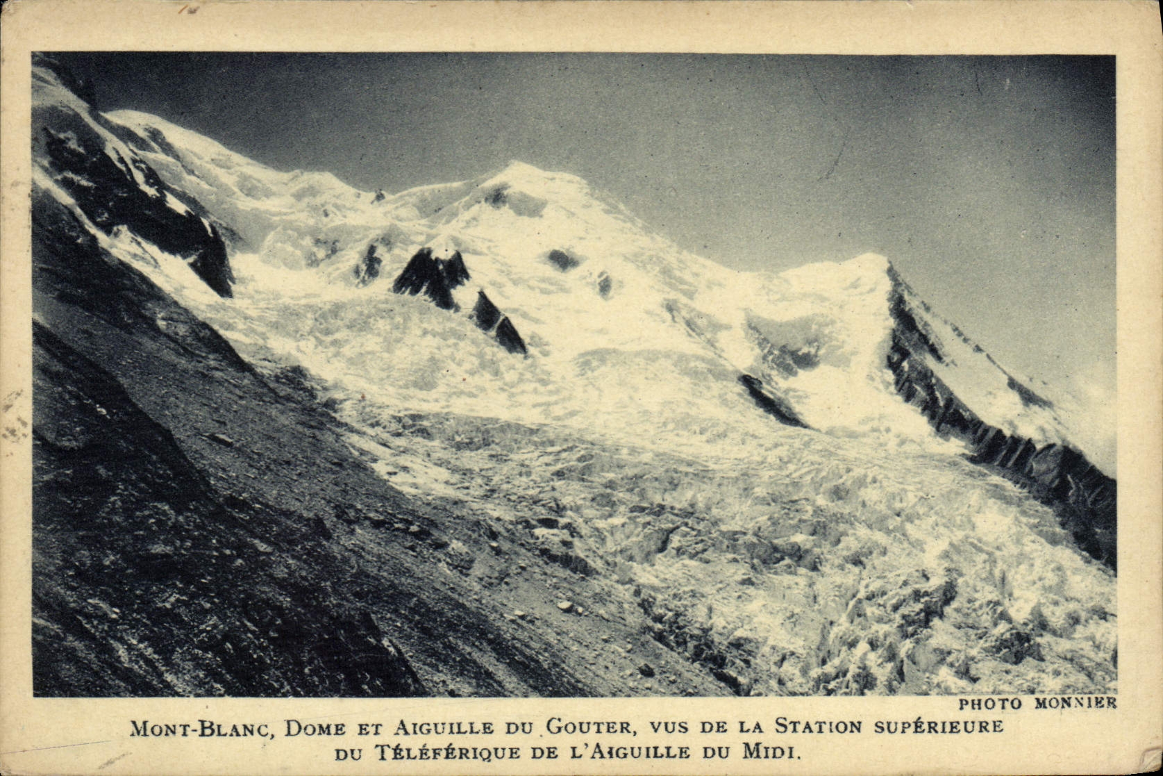 VINTAGE POSTCARD Mont Blanc Dome and switches to taste seen higher station of the teleferic of the needle of the South