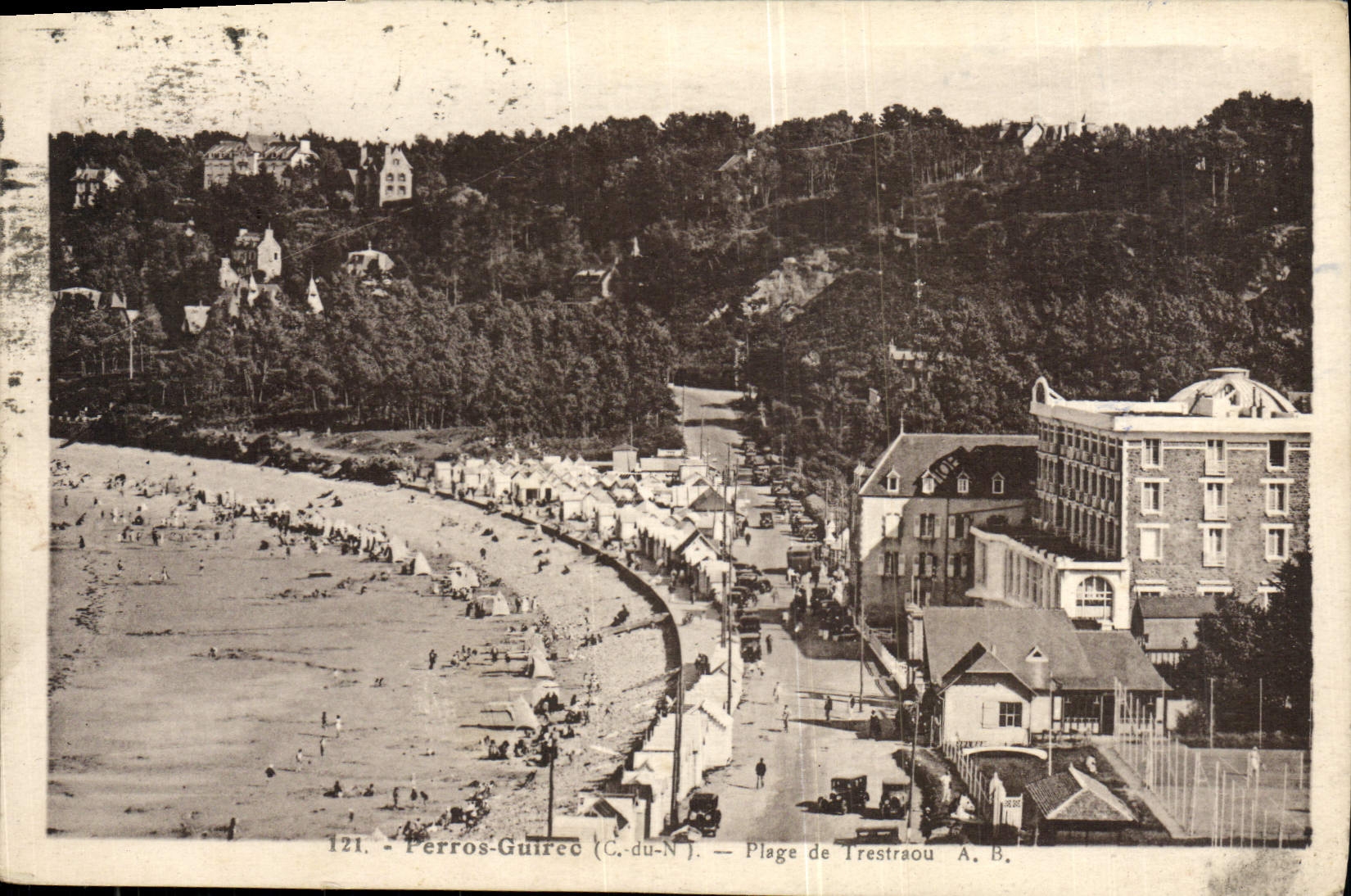 CPA Perros Guirec Plage de Trestraou