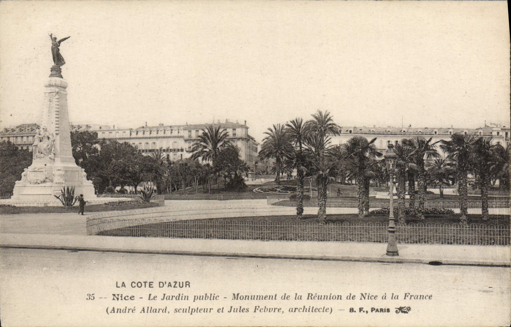 VINTAGE POSTCARD Nice the Public garden Monument of the Meeting of Nice in France