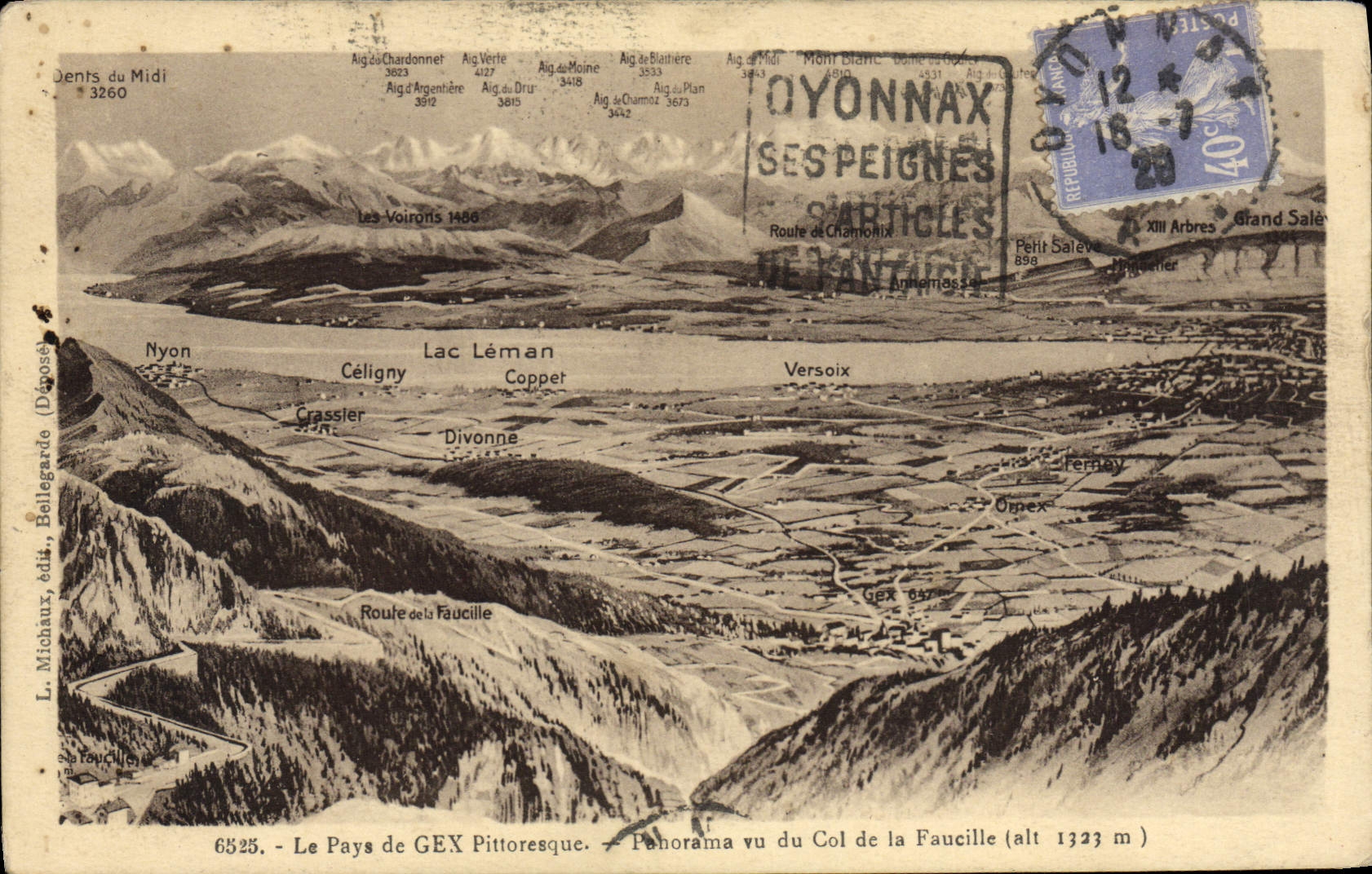 VINTAGE POSTCARD country of Gex Panorama seen of the Collar of the Sickle