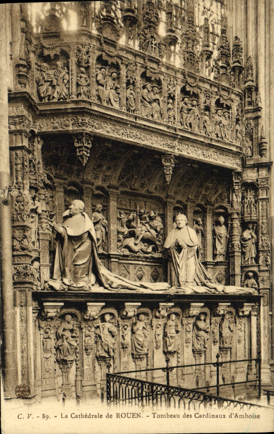 VINTAGE POSTCARD the Cathedral of Rouen Tomb of the Cardinals of Amboise