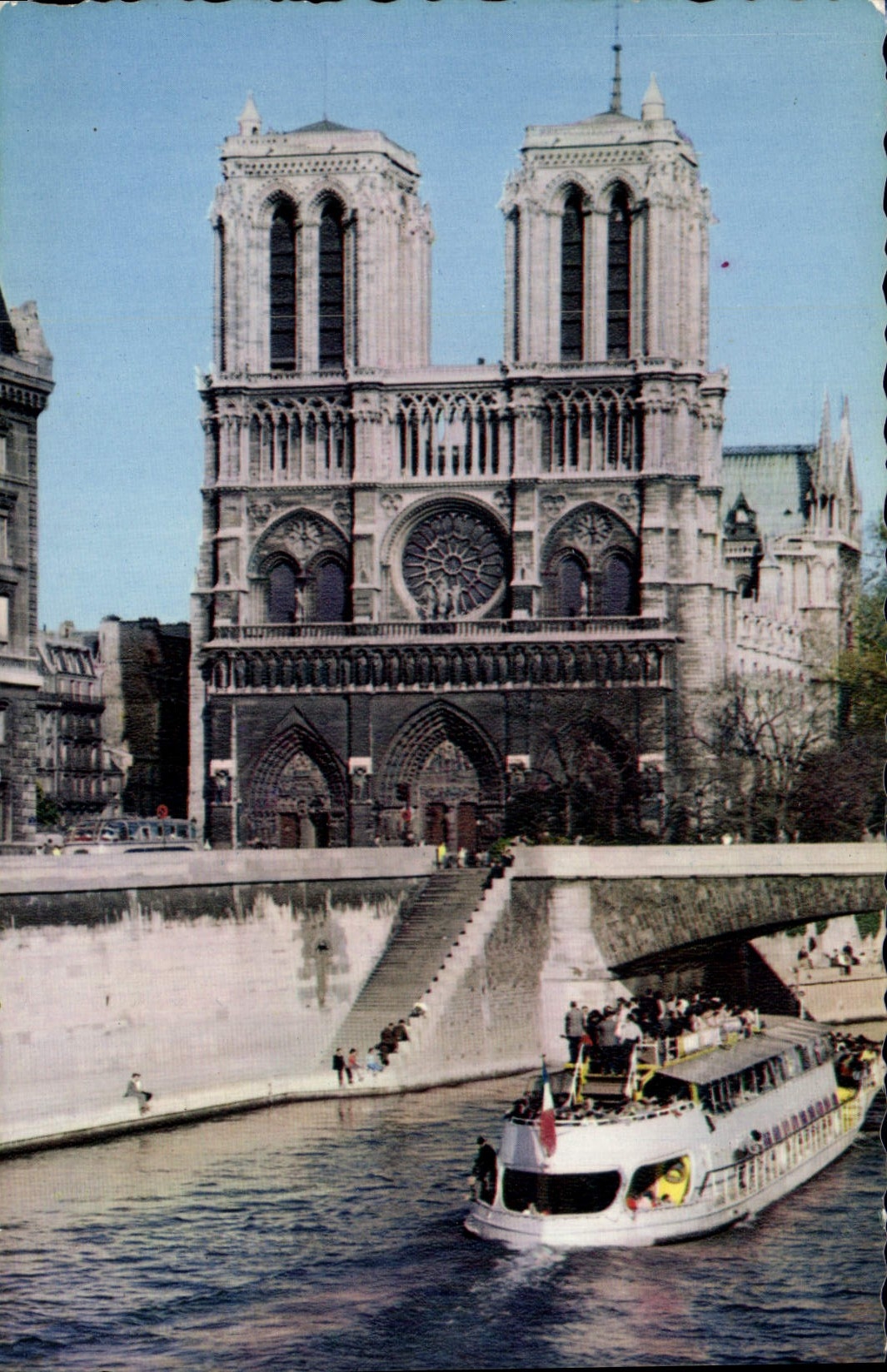 MODERN CARD Paris Notre Dame Notre Dame Boat Barge