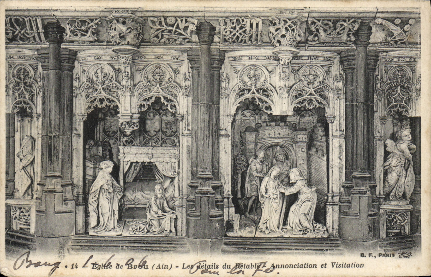 VINTAGE POSTCARD Church of Husks Details of the Retable Annunciation and Visitation