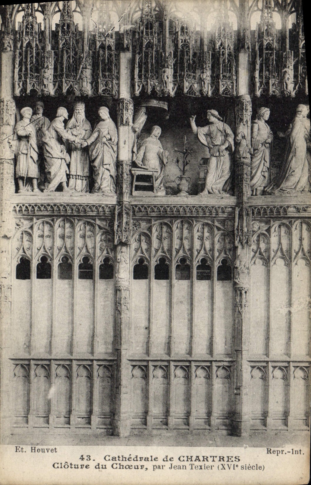 La POSTAL Cathedrale de la VENDIMIA de Chartres incluye el estribillo de Jean Texier