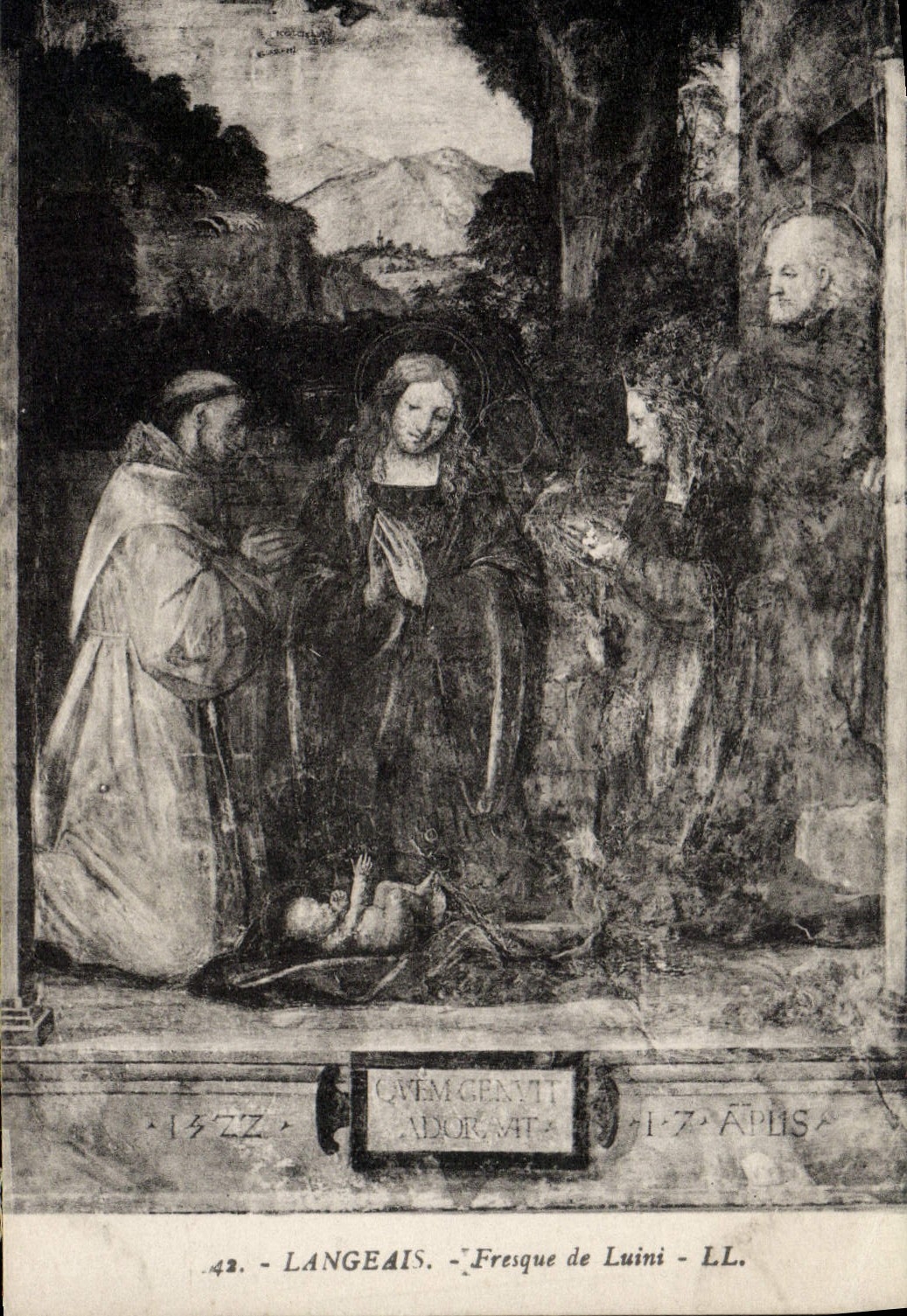 VINTAGE POSTCARD Langeais Fresco De Luini