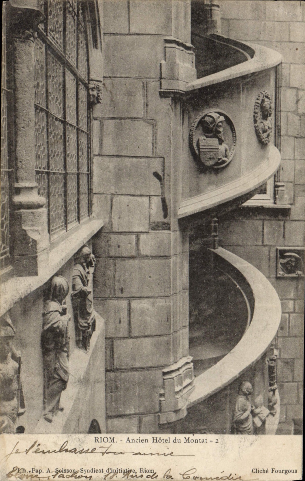 VINTAGE POSTCARD Riom Old Hotel of Montat