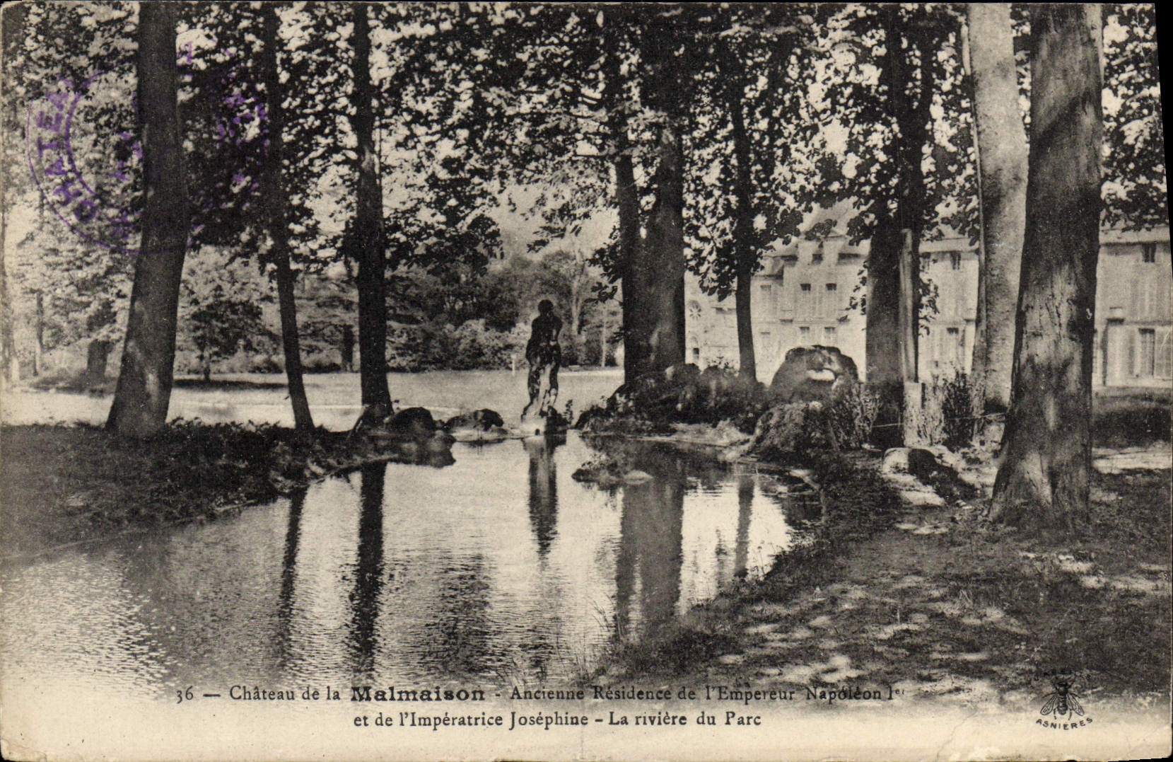 VINTAGE POSTCARD Castle of Malmaison Old residence of the Napoleon emperor 1st and the Josephine empress the river