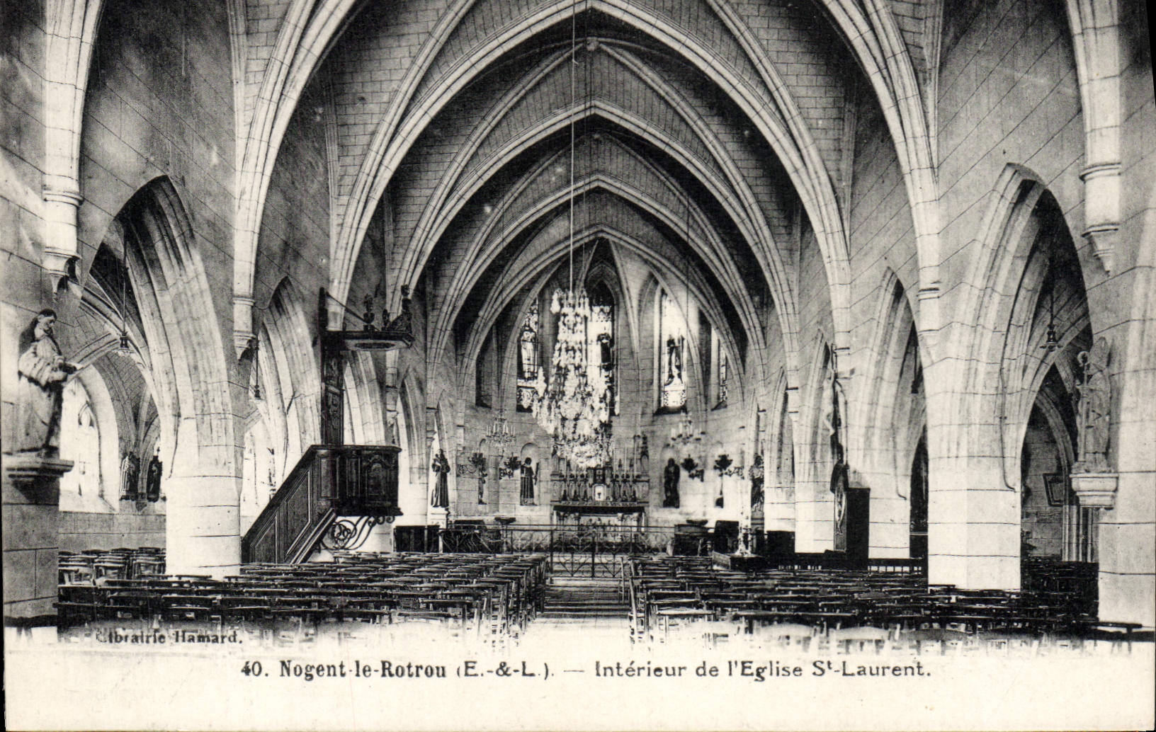 VINTAGE POSTCARD Nogent Interior Rotrou of the St Laurent Church