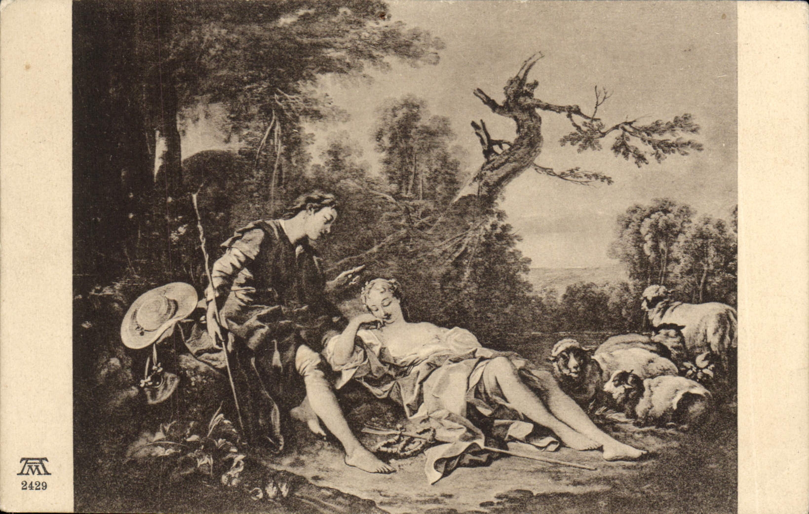 CPA Boucher La bergere endormie