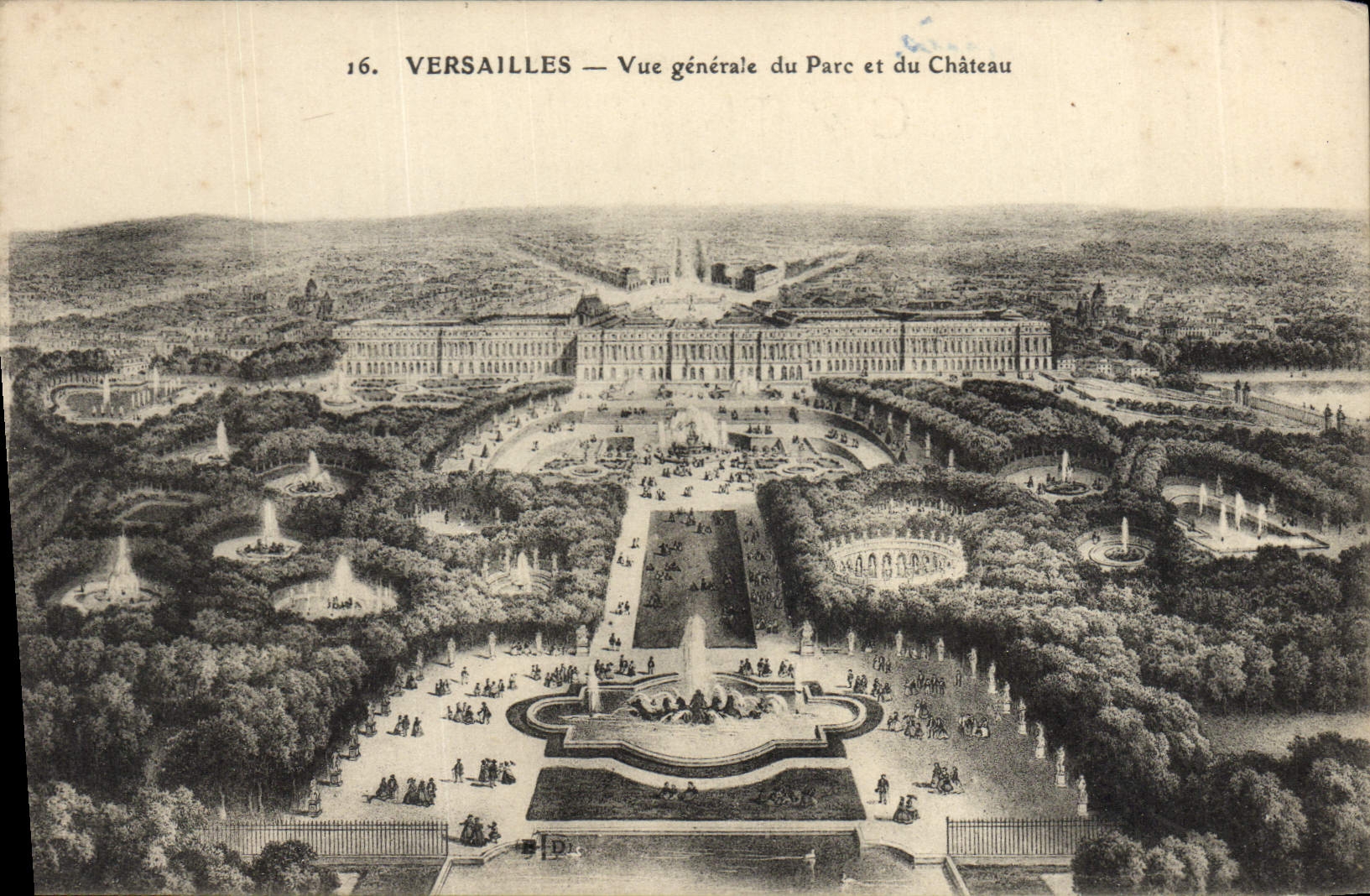 VINTAGE POSTCARD Versailles View of the Park and the Castle