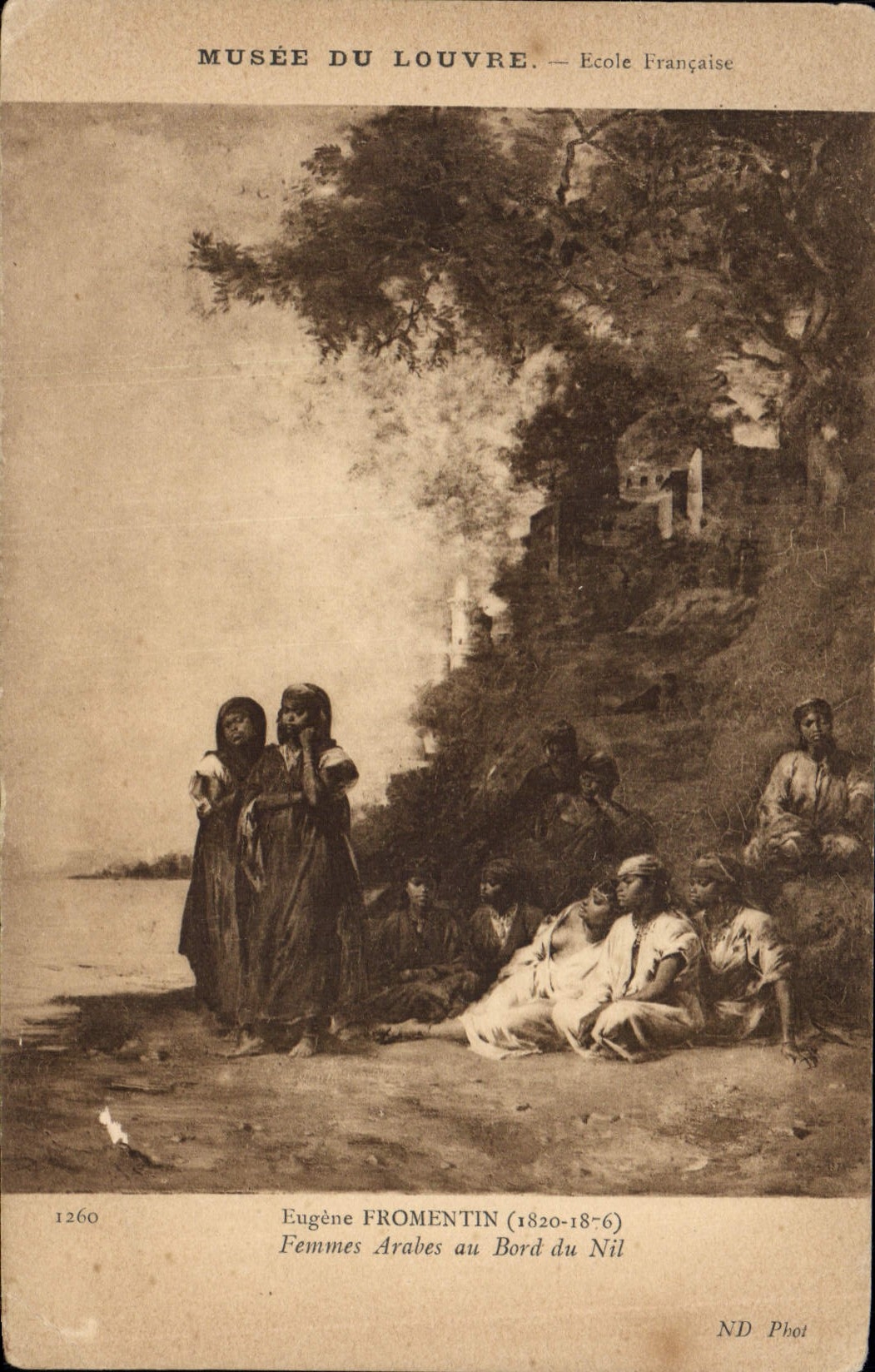 VINTAGE POSTCARD Museum Of Louvre French School Paris Eugene Fromentin Arab Women at the edge of the Nile