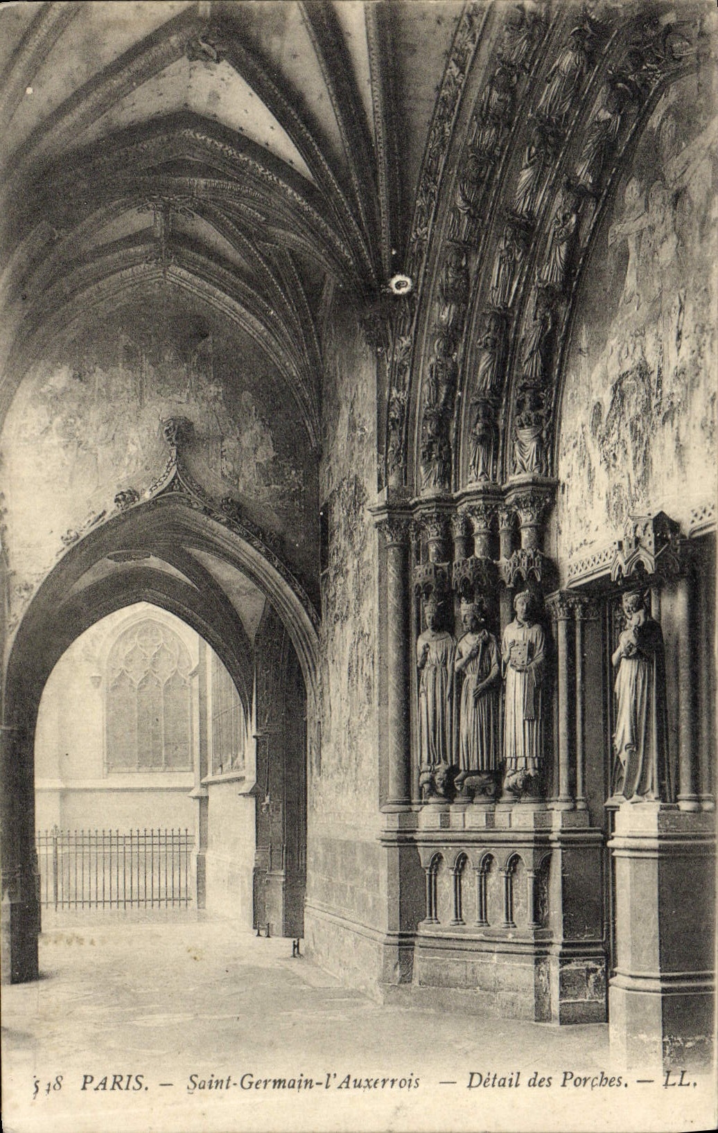 VINTAGE POSTCARD Paris Saint Germain the Resident of Auxerre Detail of the porches