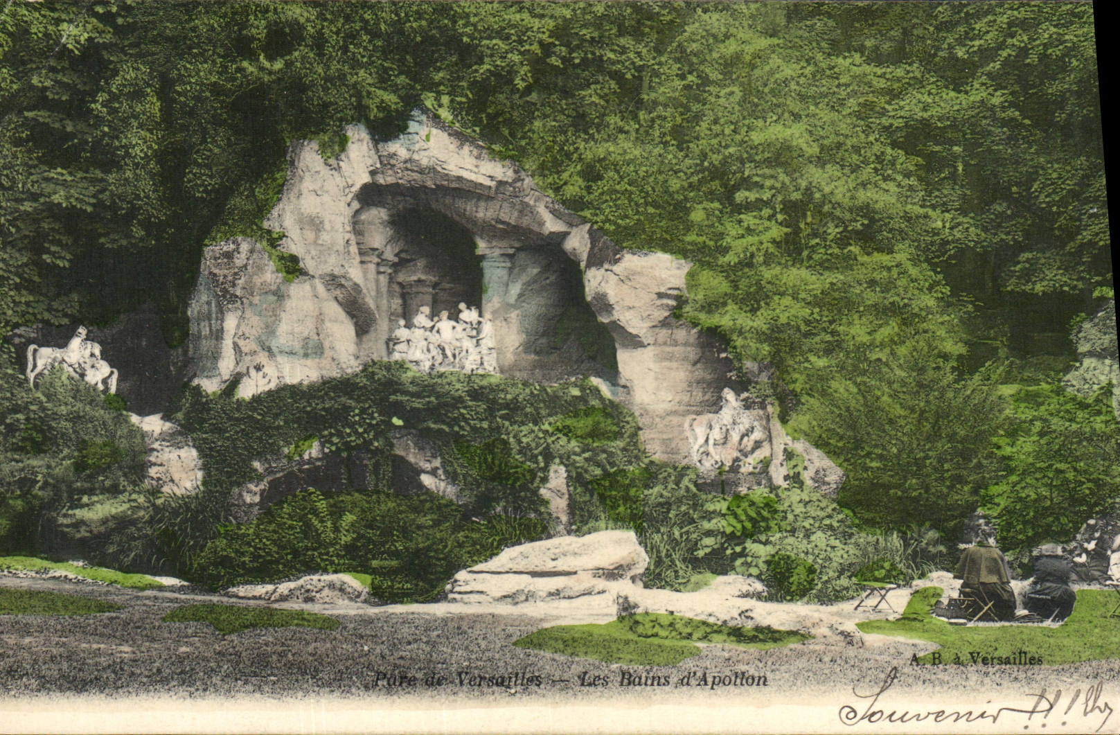 VINTAGE POSTCARD Versailles baths of Apollo