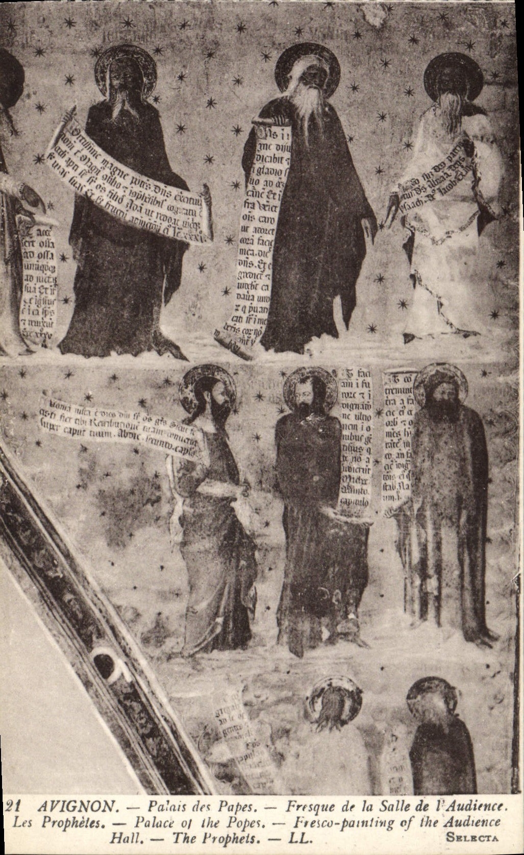 Paladar de Avignon de la POSTAL de la VENDIMIA de los papas Fresco de los profetas de la sala de tribunal