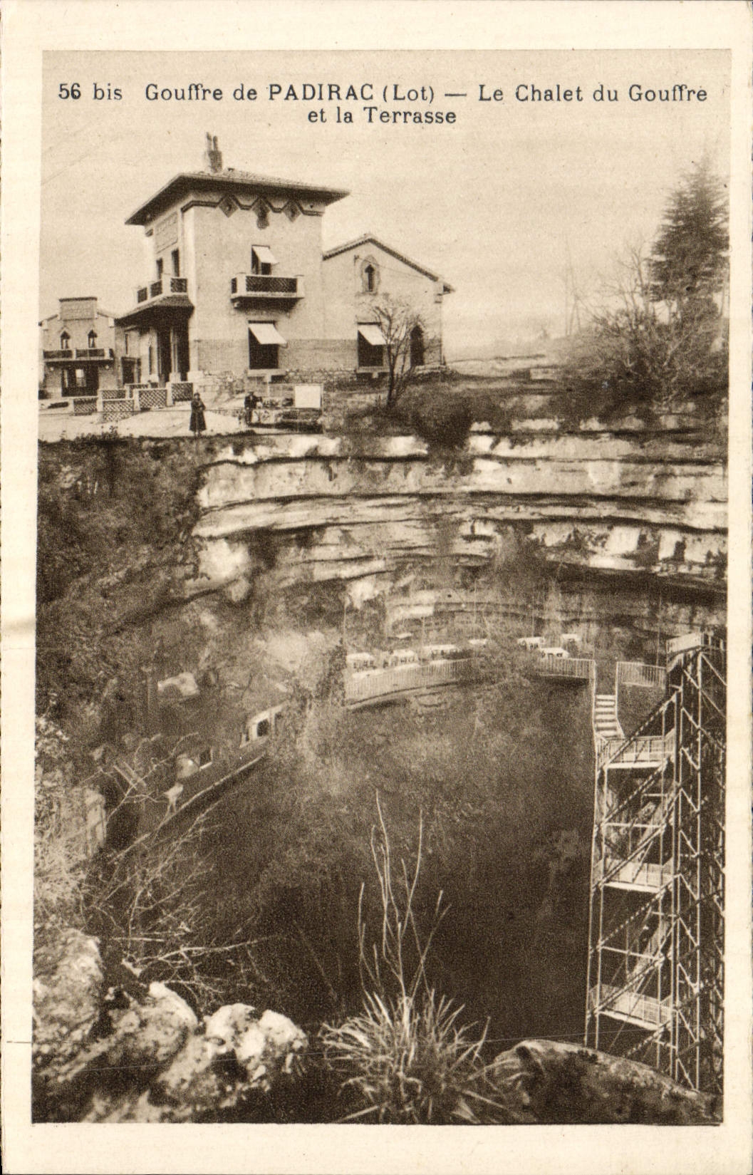 POSTAL de la VENDIMIA bien de Padirac la cabaña del país del hoyo y de la terraza