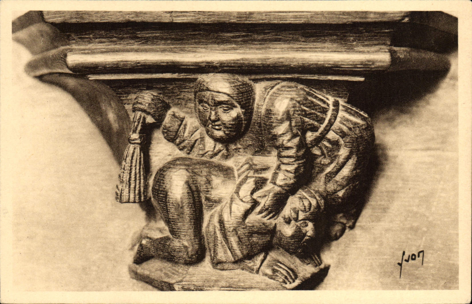 CPA Bourg Eglise De Brou La correction maritale Detail des stalles