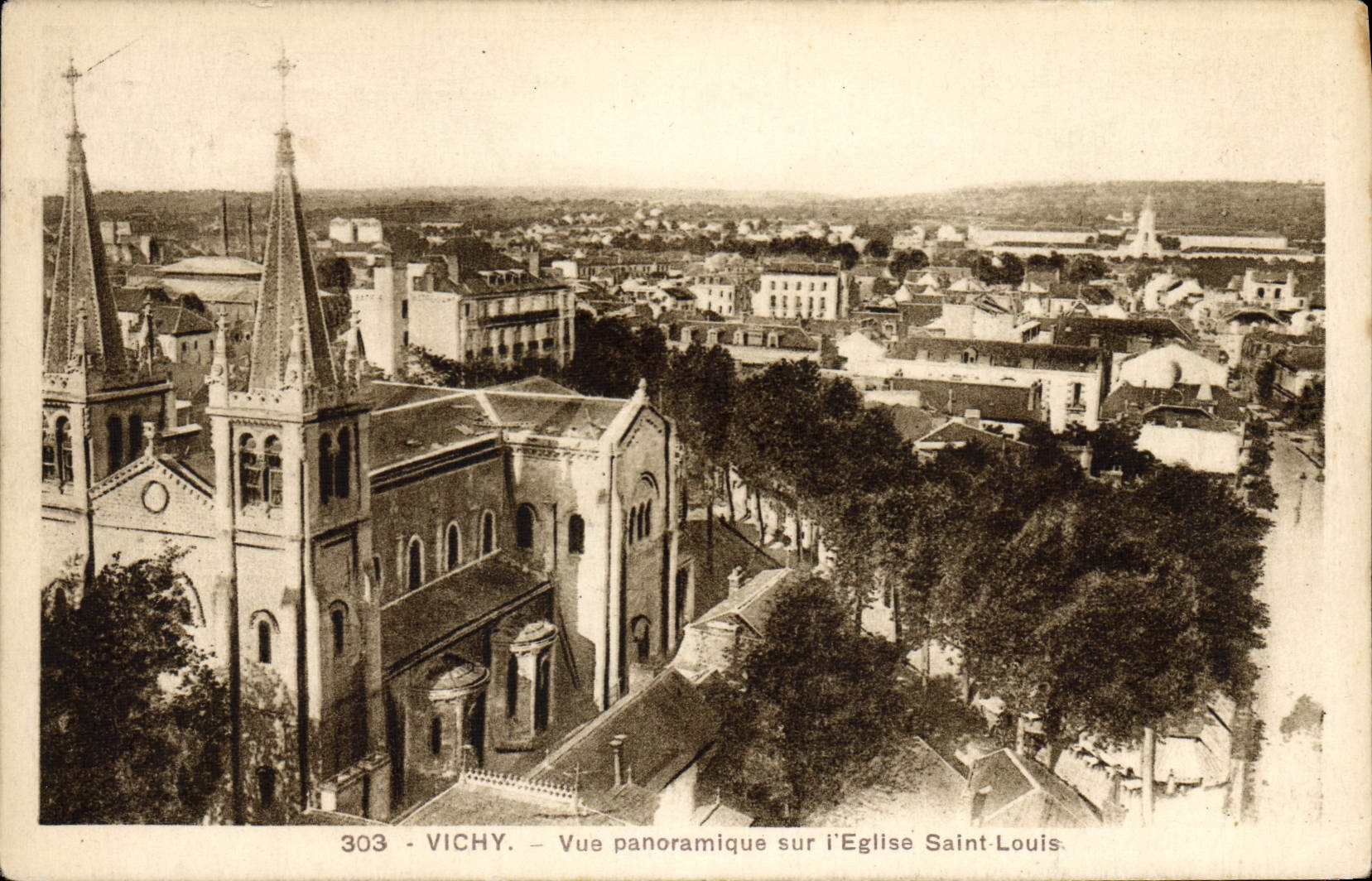 VINTAGE POSTCARD Vichy Panoramic View On I' Eglise Saint Louis