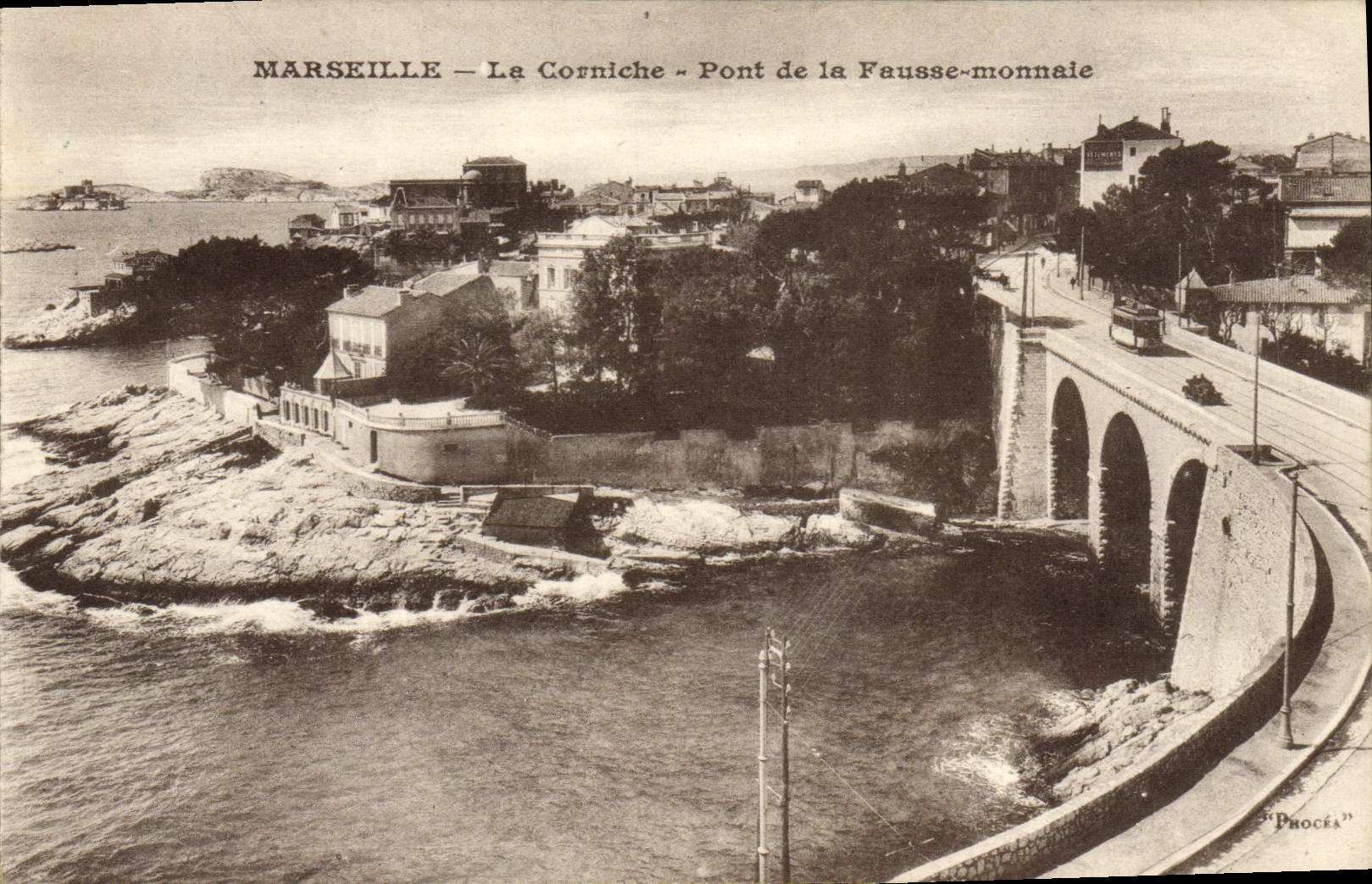 POSTAL Marsella de la VENDIMIA el puente de la cornisa del dinero falsificado