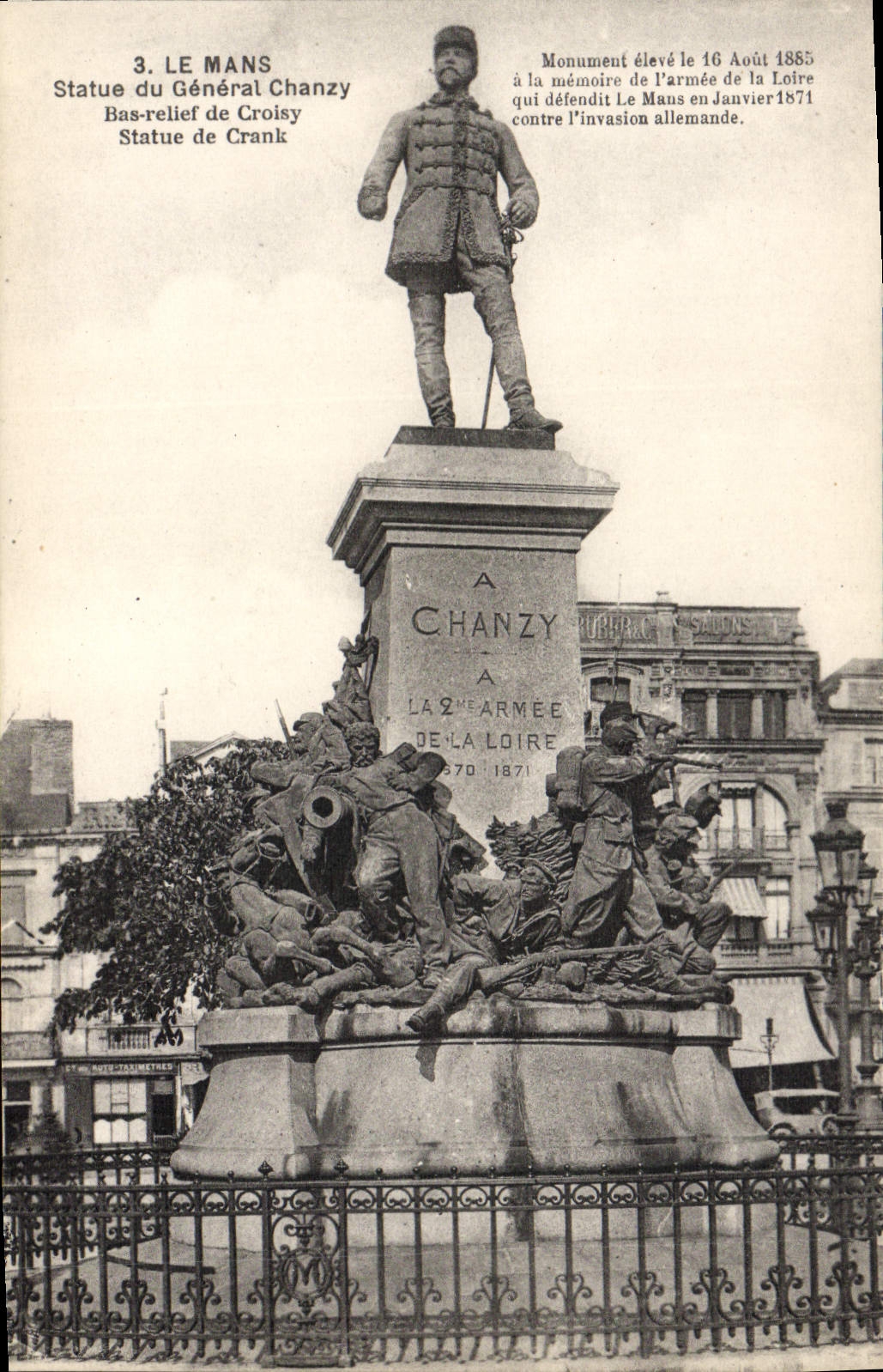 VINTAGE POSTCARD Mans Rules Of General Chanzy Bas relief of Croisy Militaria