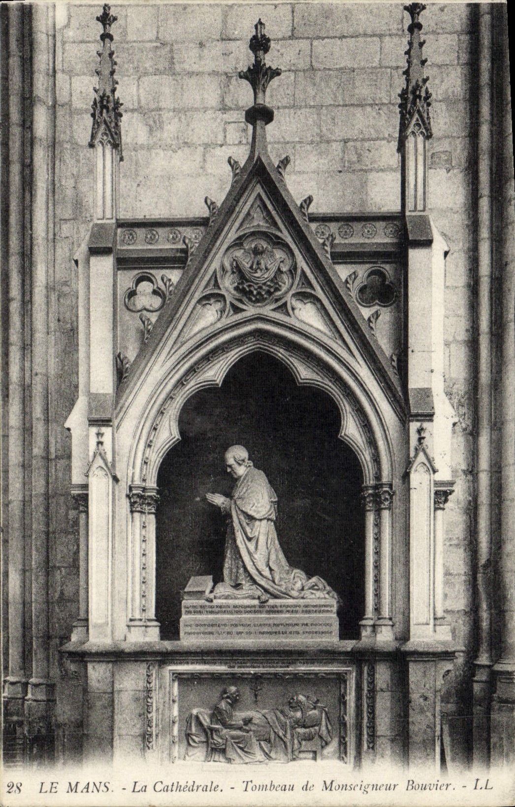 VINTAGE POSTCARD Mans the Cathedral Tomb Of Monseigneur Bouvier