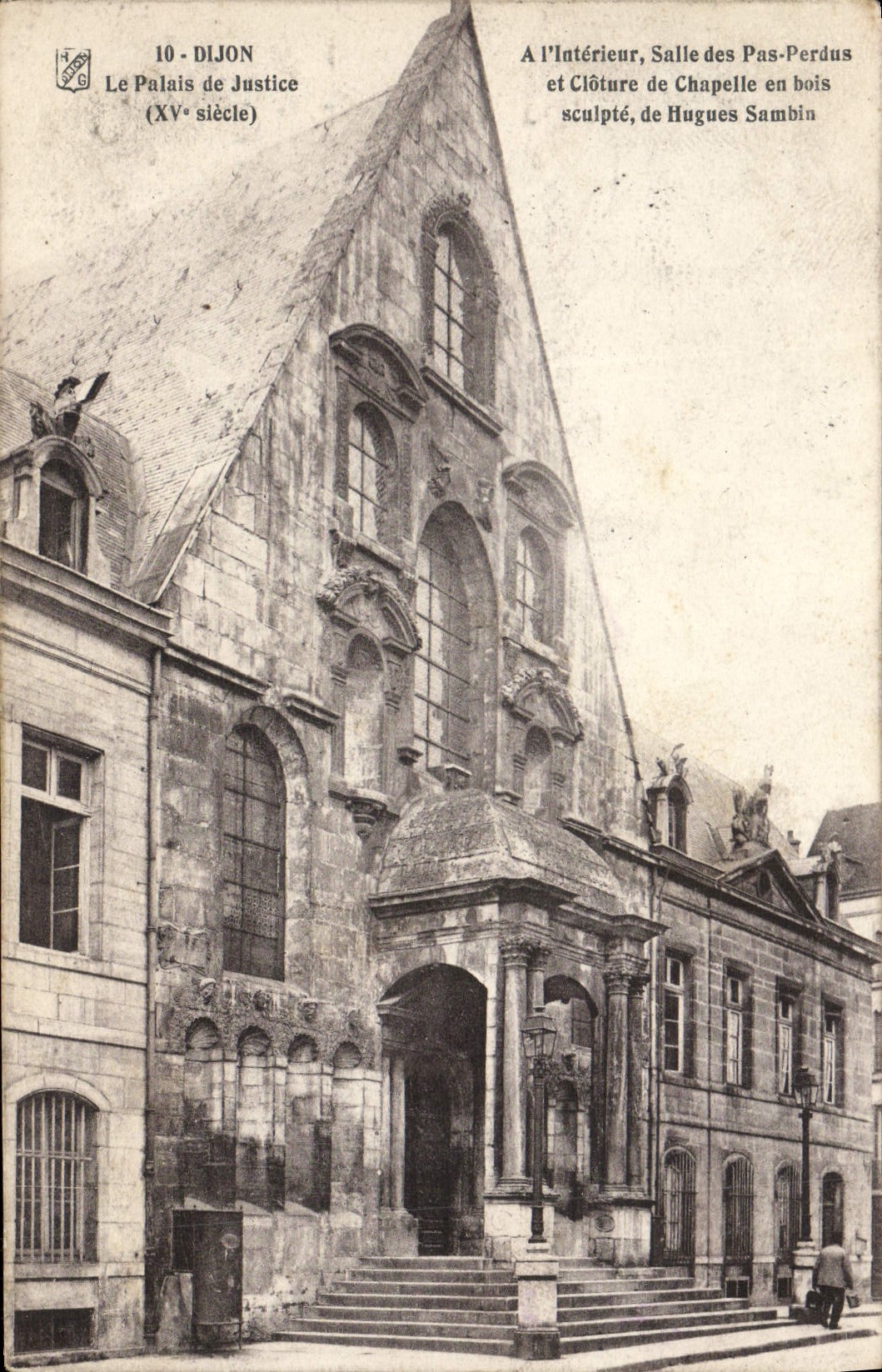 VINTAGE POSTCARD Dijon the Law courts Room of the Lost Steps and encloses vault of wood Hugues Sambin