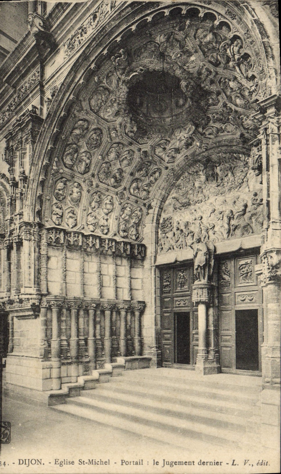 VINTAGE POSTCARD Dijon Church St Michel Gate the last Judgment