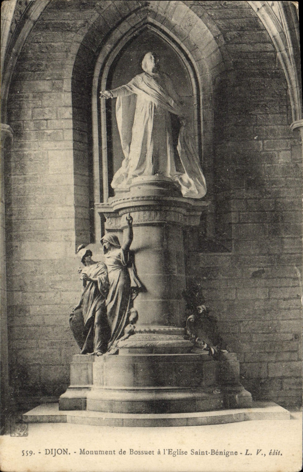 VINTAGE POSTCARD Dijon Monument De Bossuet AD INTERIM 'Benign Church Saint