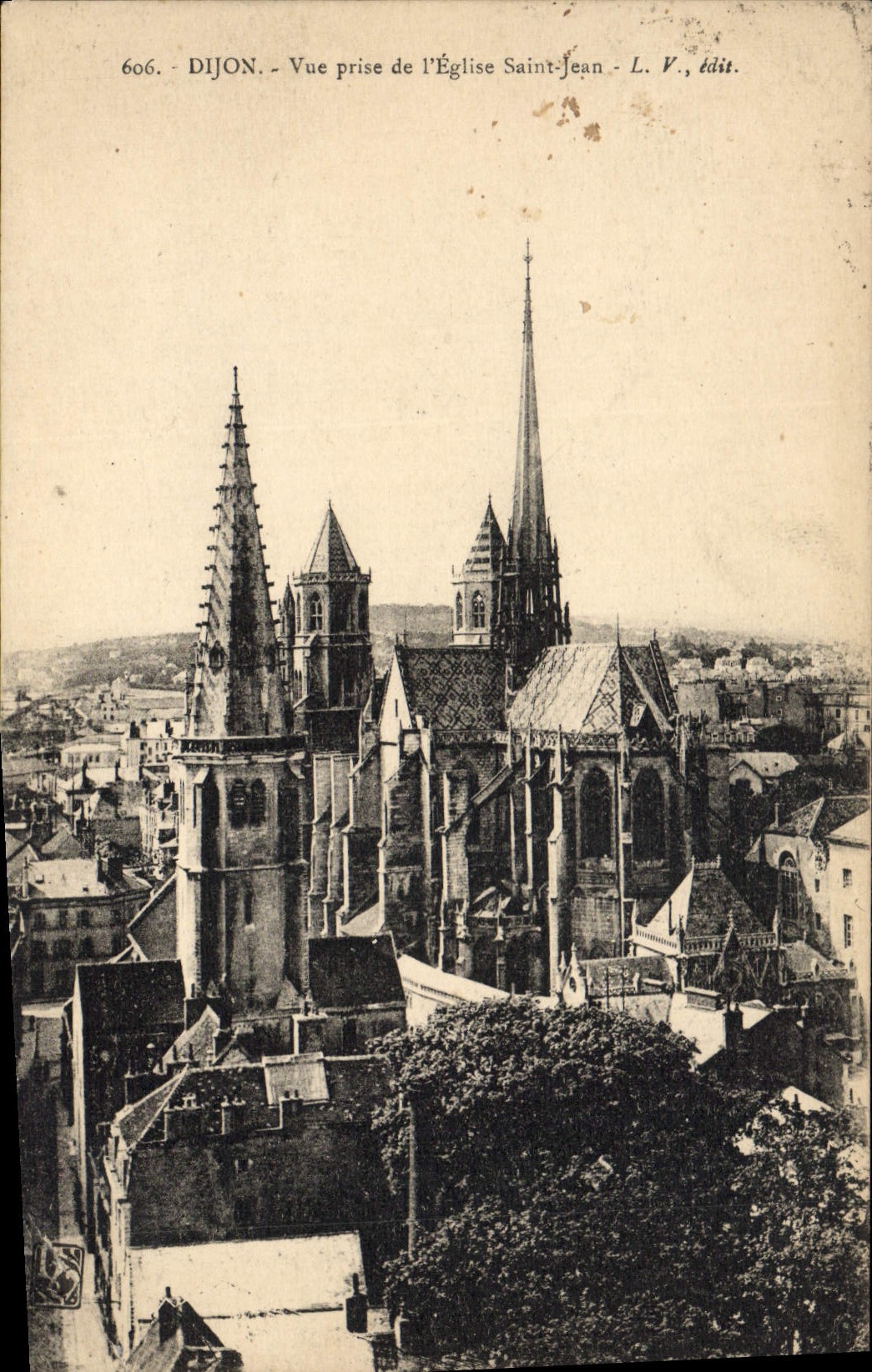 VINTAGE POSTCARD Dijon Seen from De I' Eglsie Holy Jean