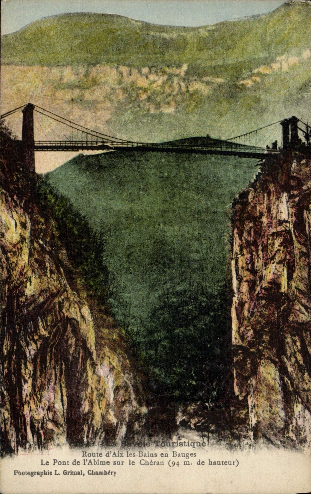 VINTAGE POSTCARD the Bridge De I' Abime On Cheran Route of Aix les Bains in Wallows