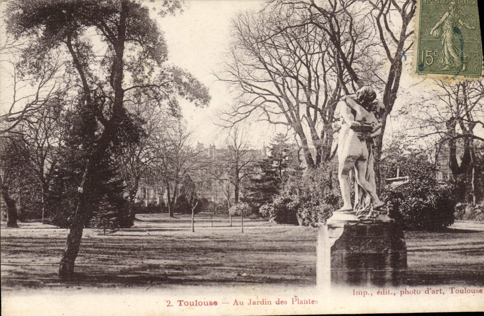 VINTAGE POSTCARD Toulouse With the Botanical garden