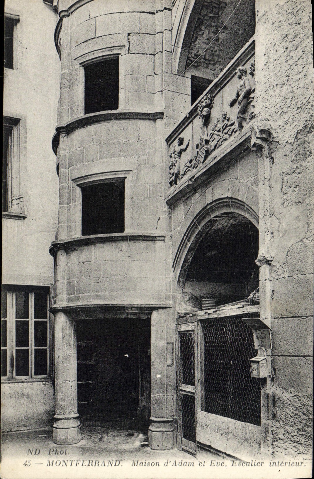 VINTAGE POSTCARD Montferrand House Of Adam And Eve interior Staircase