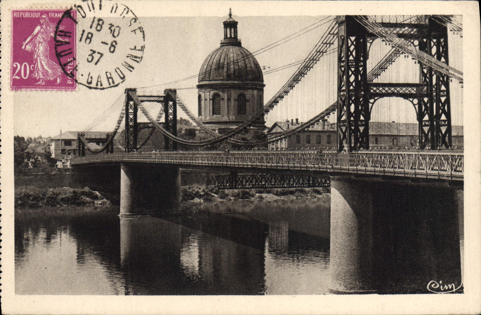 VINTAGE POSTCARD Toulouse the suspended bridge