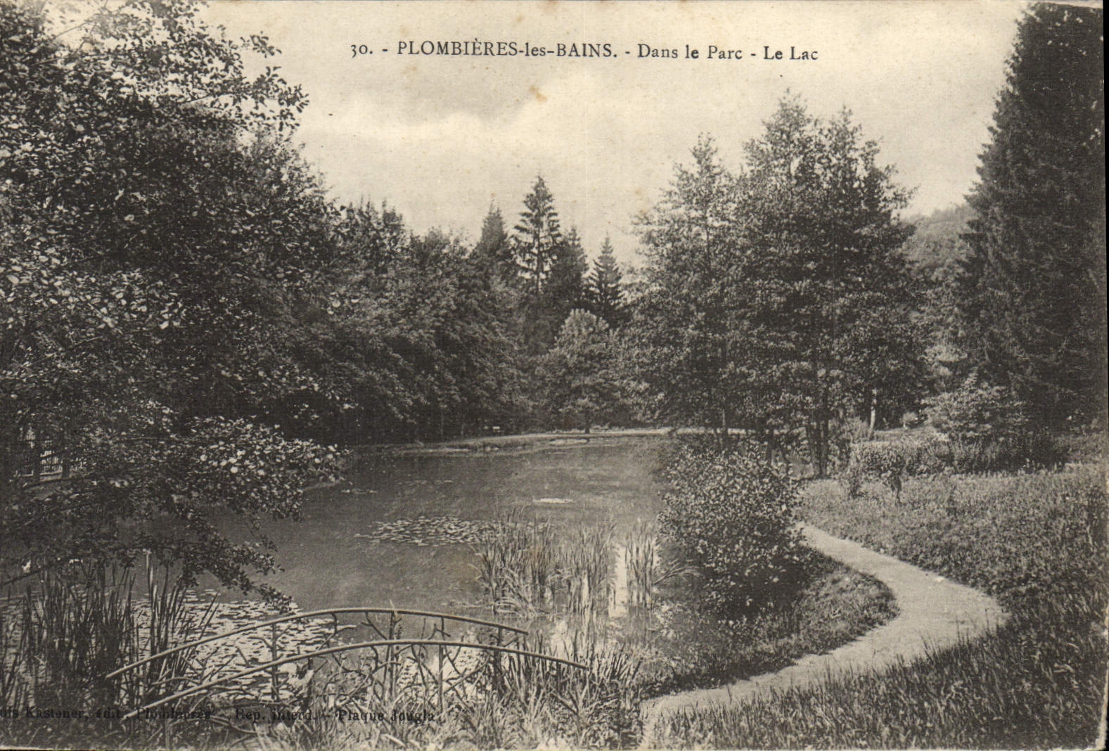 VINTAGE POSTCARD Plombieres les Bains In the Park the Lake