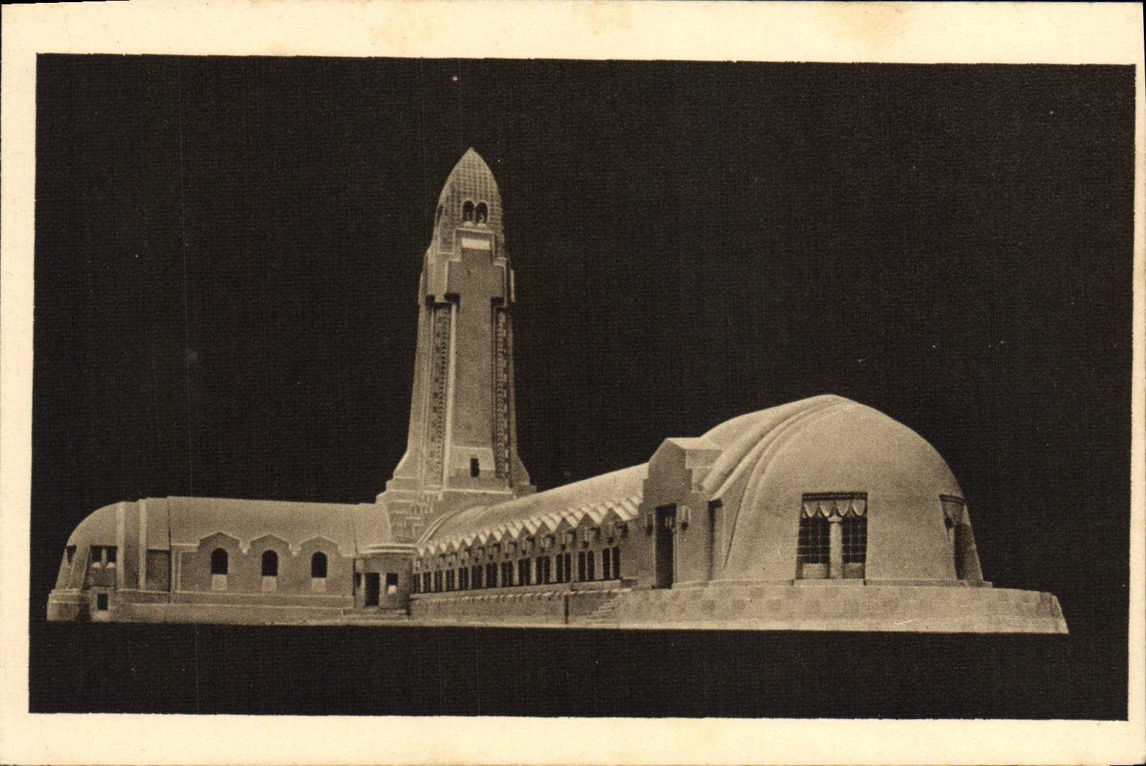 VINTAGE POSTCARD Ossuary and headlight of Douaumont Postpone catholic monument Chapelle Militaria