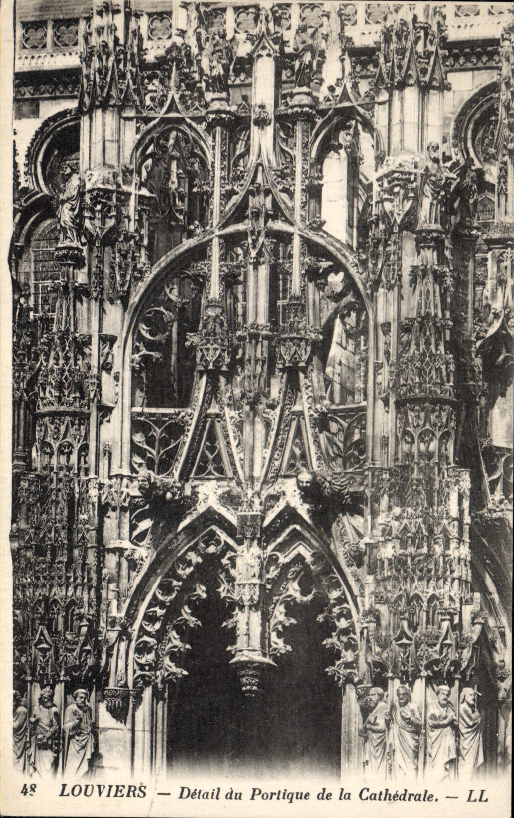 CPA Louviers Detail Du Portique De La Cathedrale