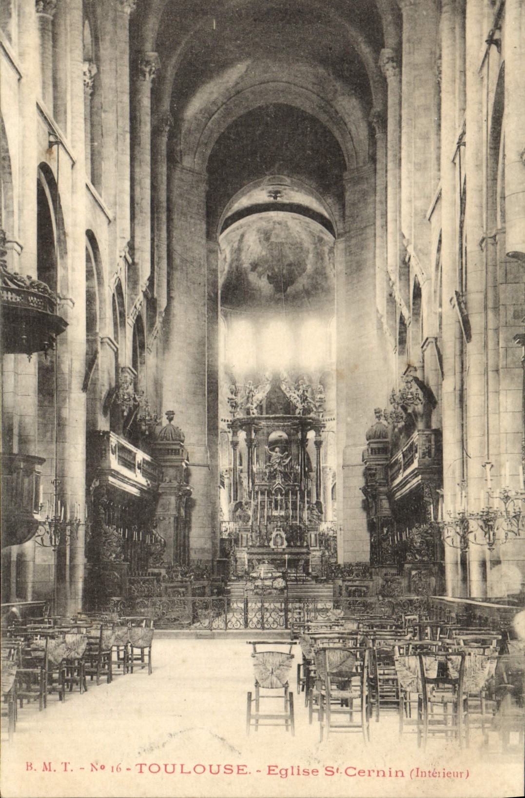 VINTAGE POSTCARD Toulouse Church St Interior Cernin Sernin