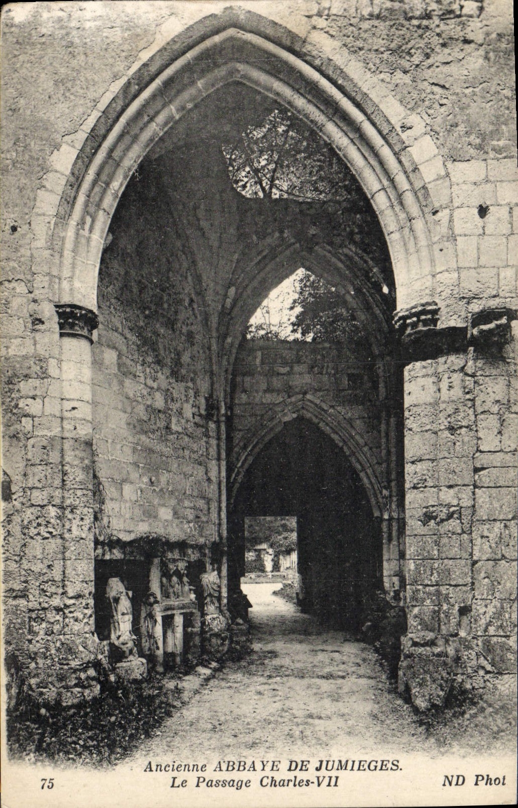 VINTAGE POSTCARD Old Abbey De Jumieges the Passage Charles VII