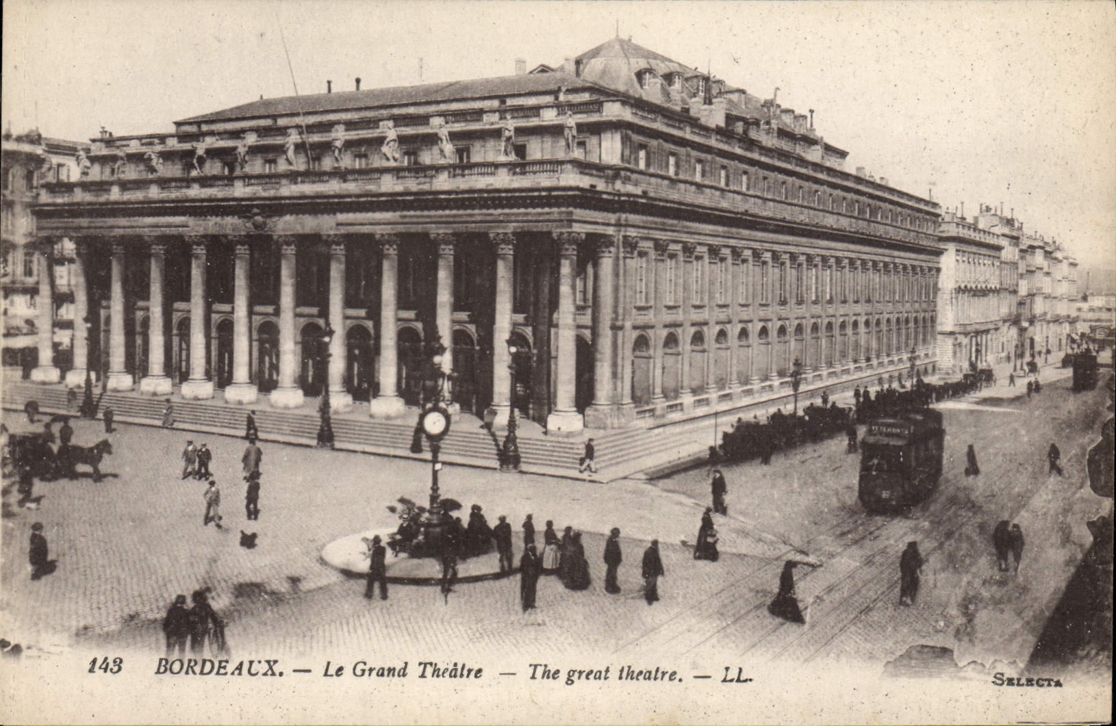 POSTAL Bourdeaux de la VENDIMIA la tranvía grande del teatro