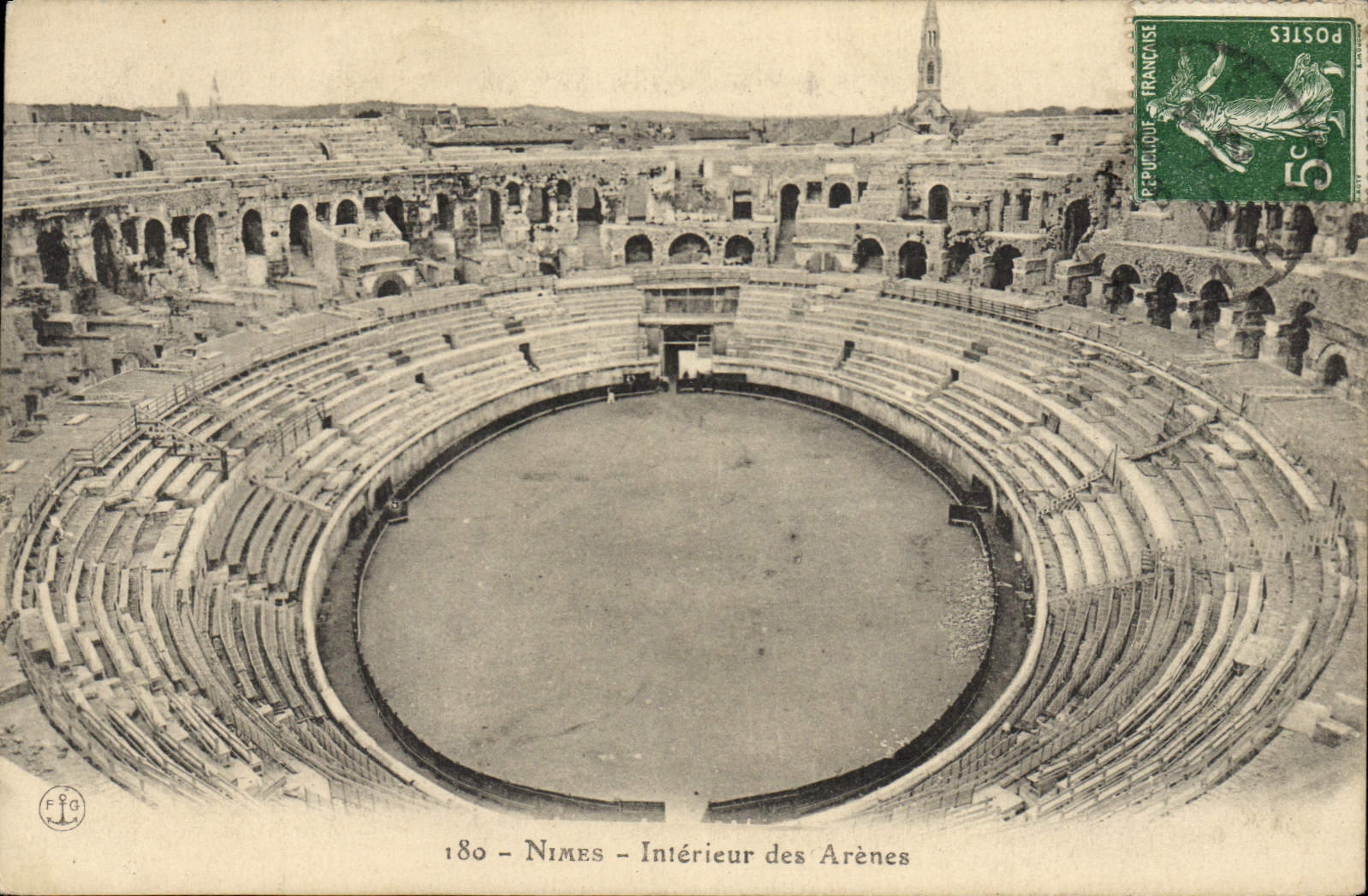 POSTAL Nimes interior de la VENDIMIA de arena