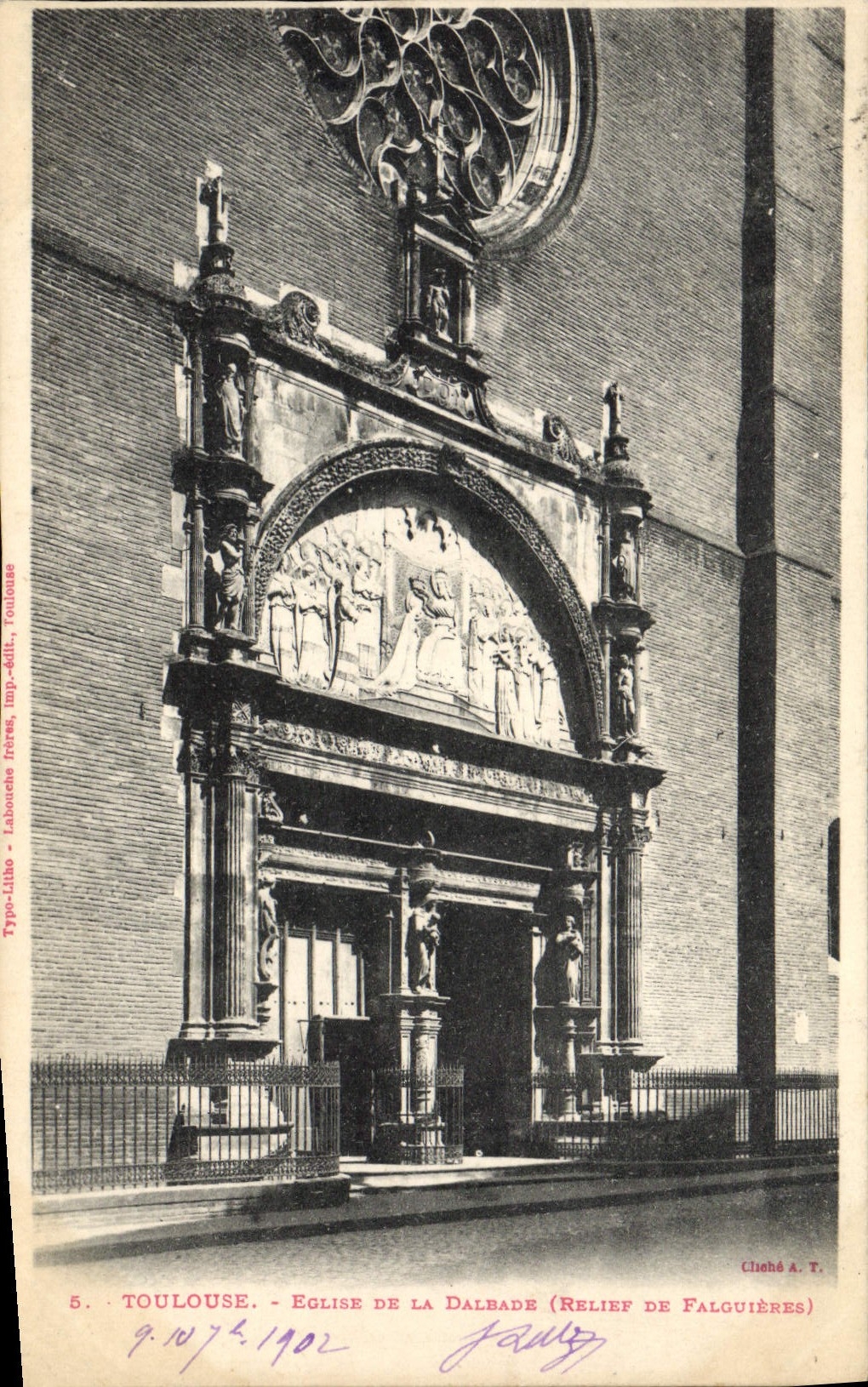 VINTAGE POSTCARD Toulouse Church Of Dalbade Relief of Falguieres