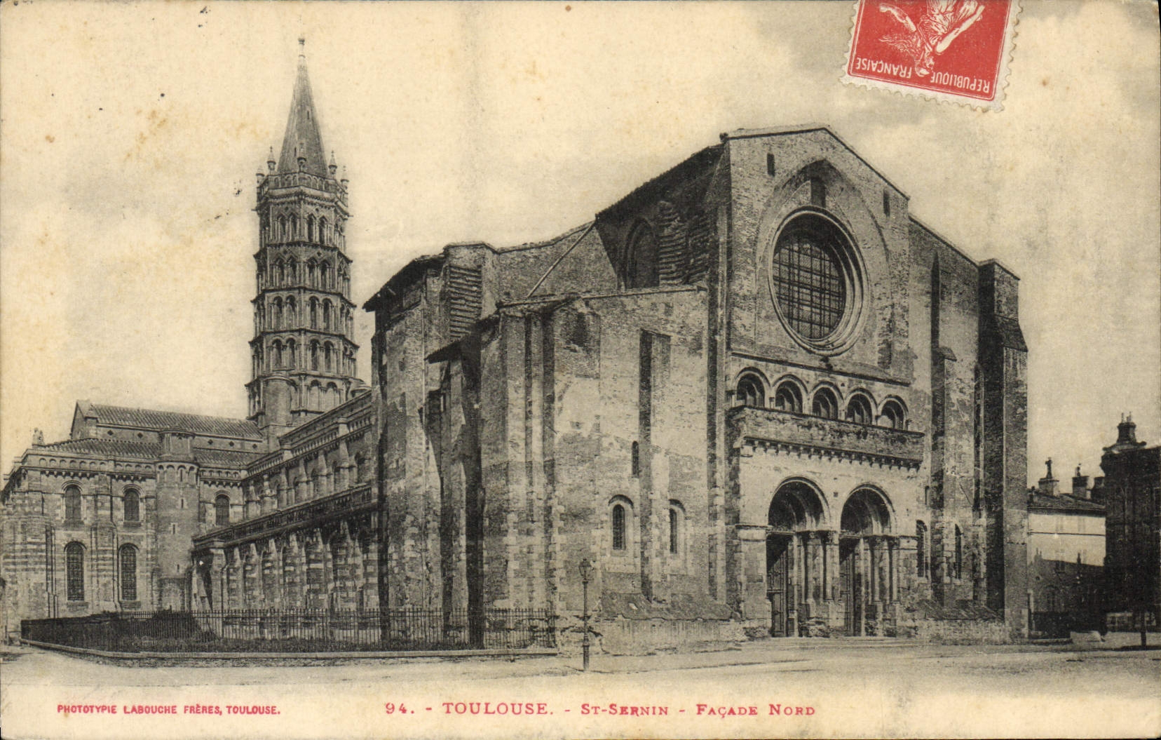 VINTAGE POSTCARD Toulouse St Northern Sernin Frontage