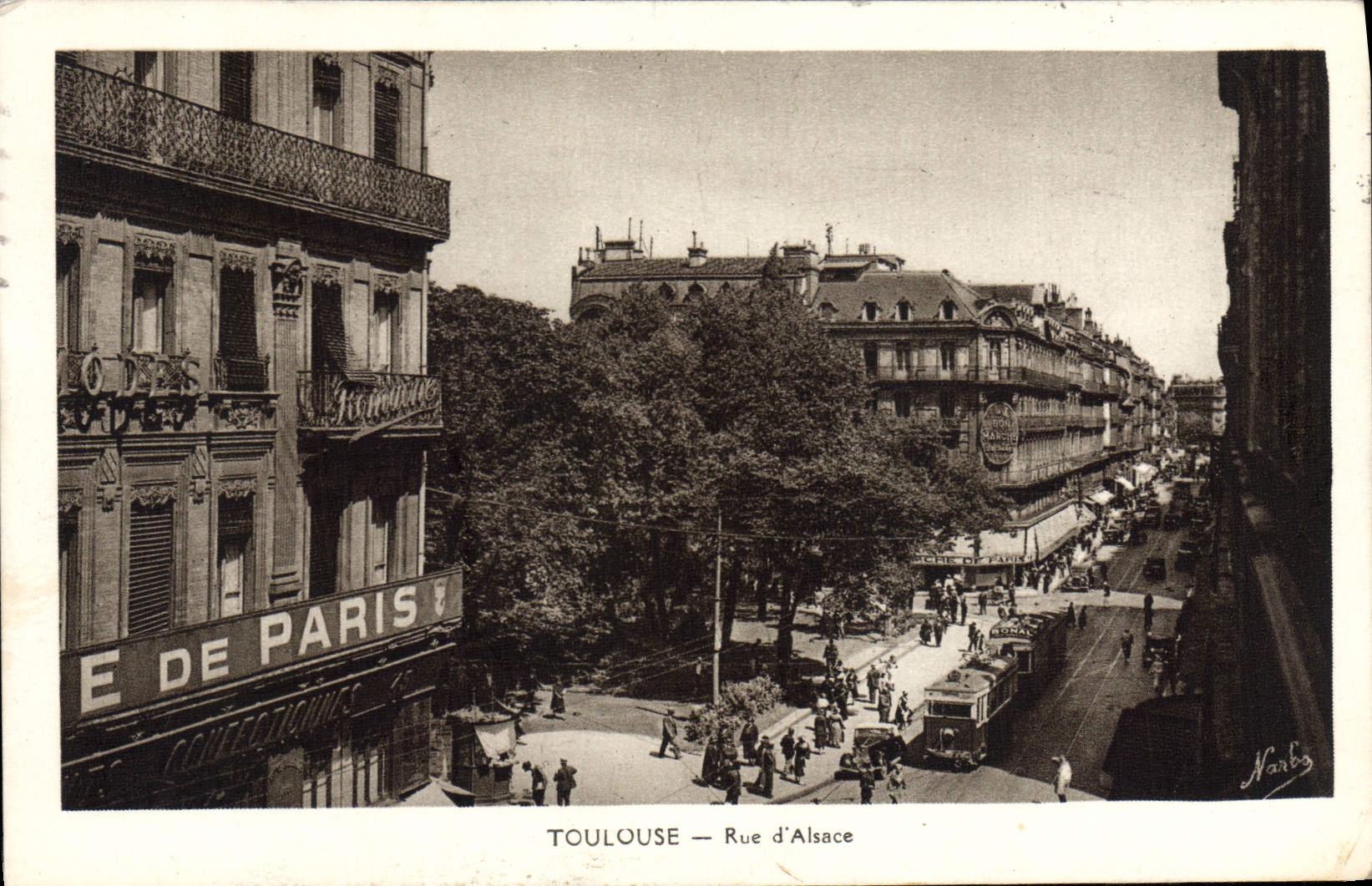 VINTAGE POSTCARD Toulouse Street Of Alsace Tram