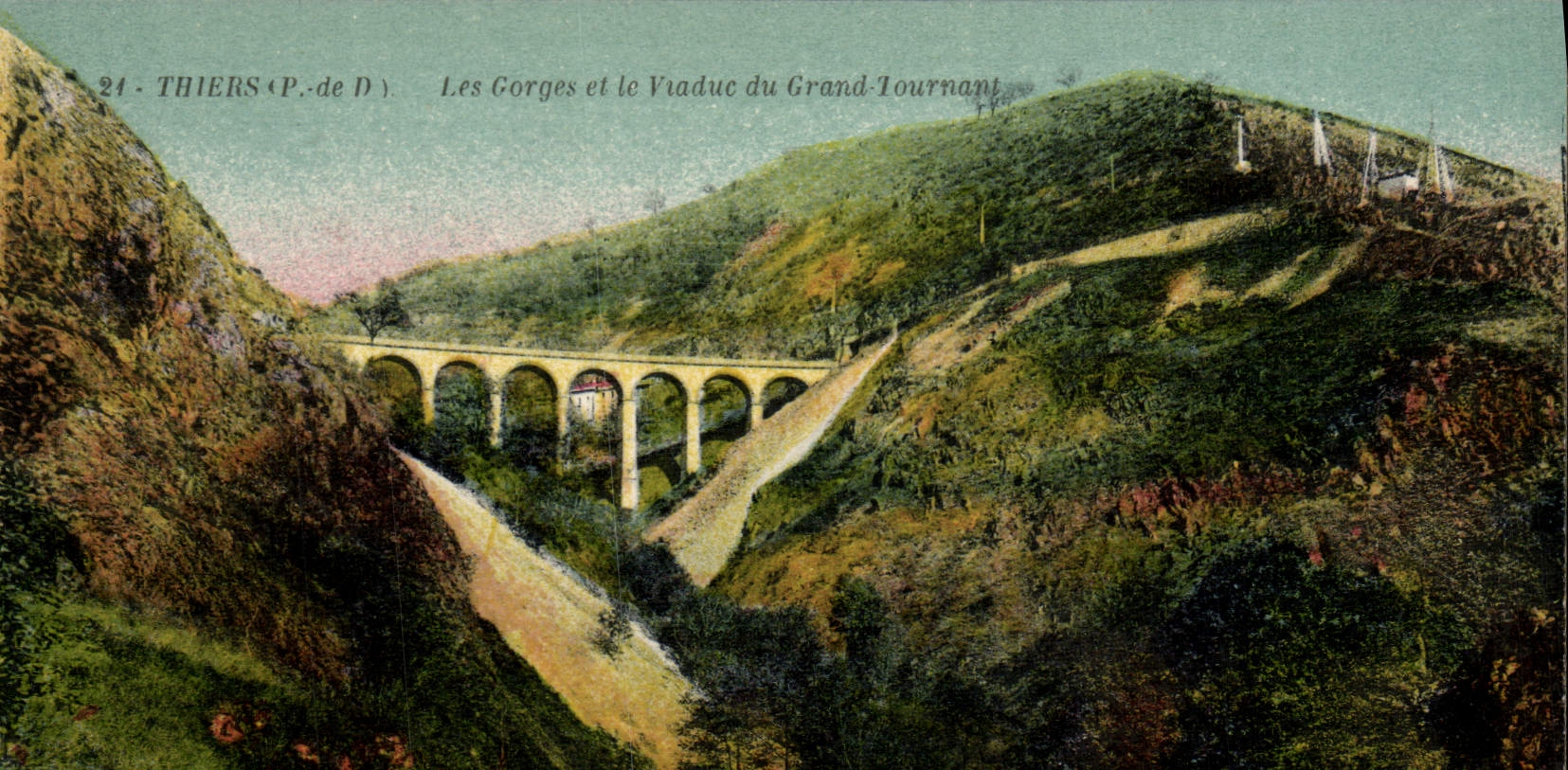 CPA Thiers Les Gorges et le viaduc du grand tournant