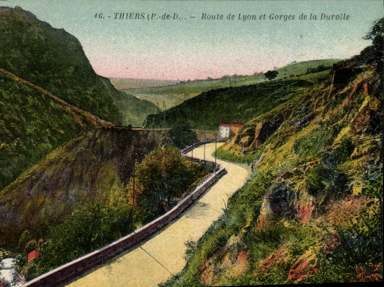VINTAGE POSTCARD Thiers Road Of Lyon And Gorges Of Duroile