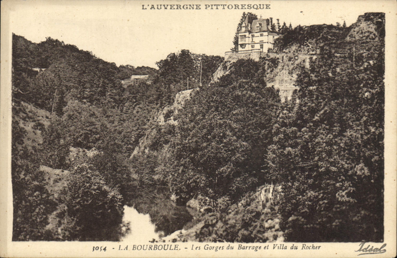 VINTAGE POSTCARD Bourboule Falls of the Stopping and Villa of the Rock