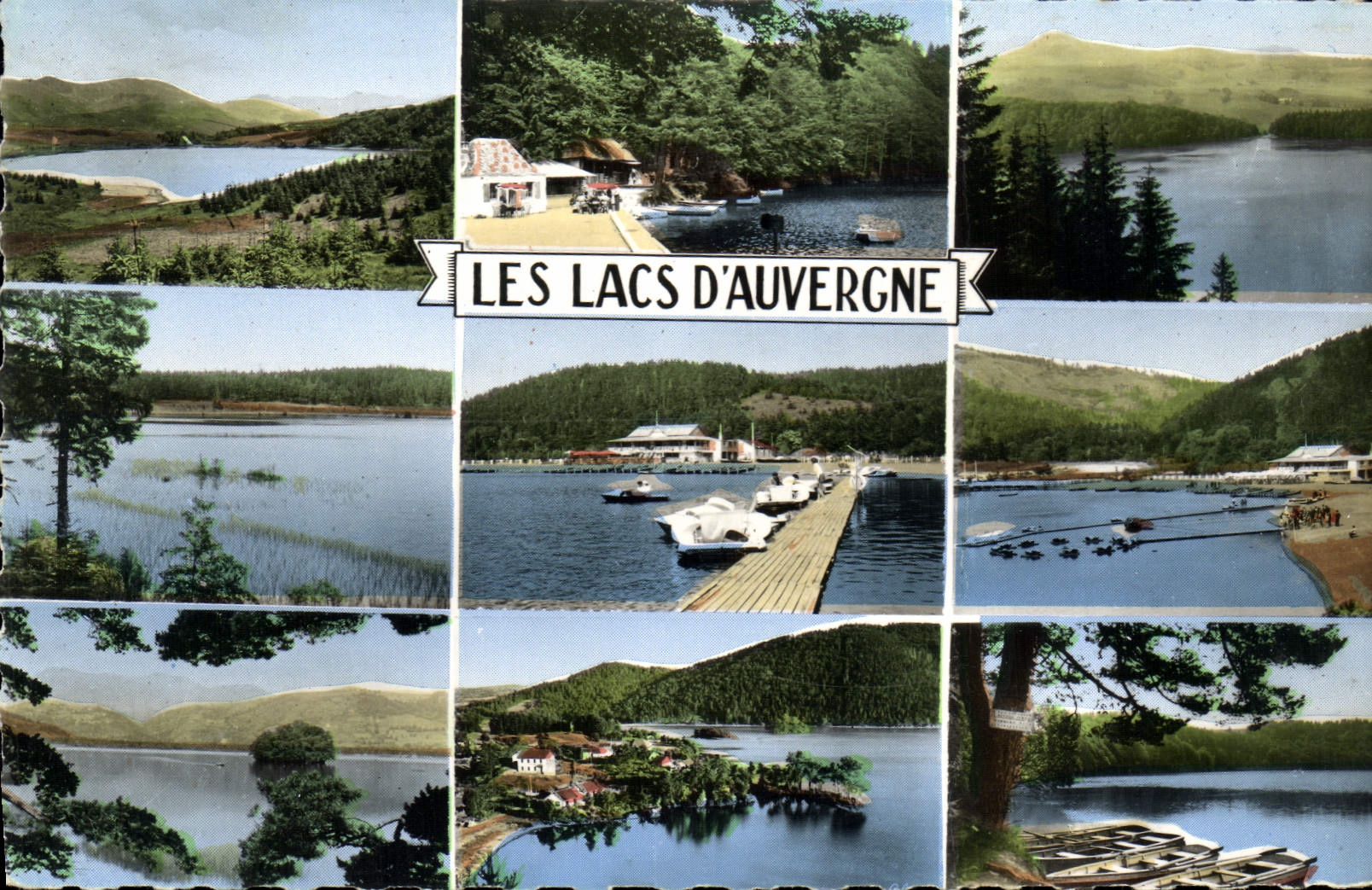 MODERN CARD Auvergne Lakes Lake Guery Lake Pavin Serviere Chambon Pedal boats