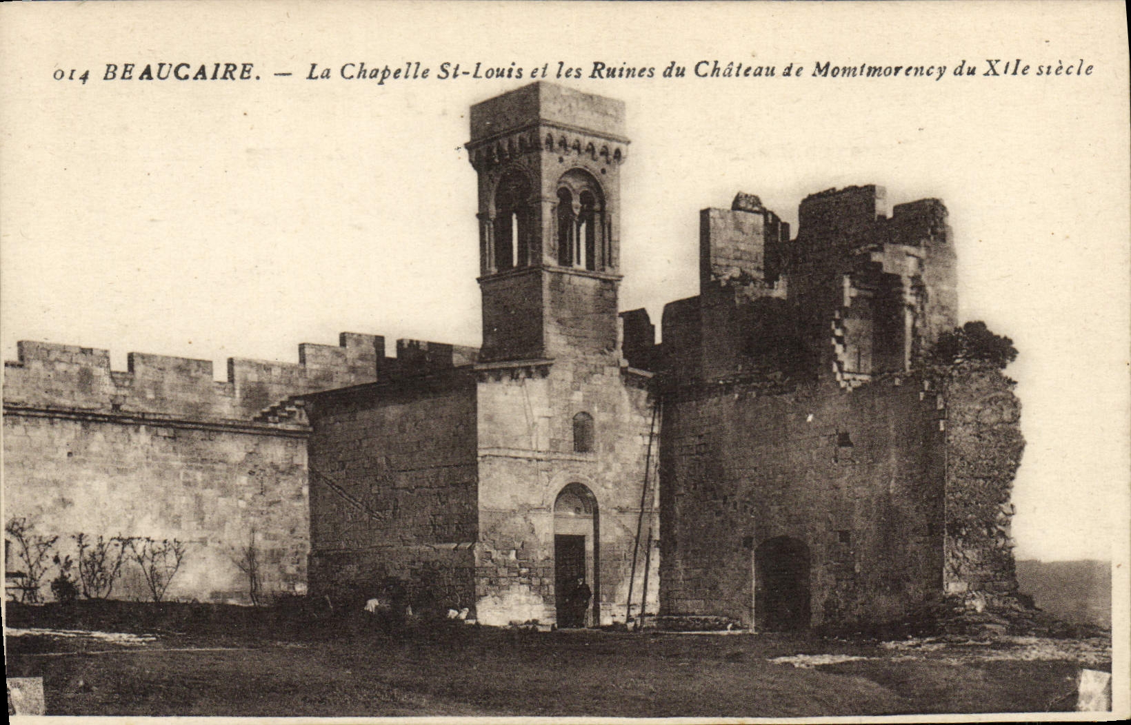 VINTAGE POSTCARD Beaucaire La Chapelle St Louis And Ruins Of the Castle of Montmorency